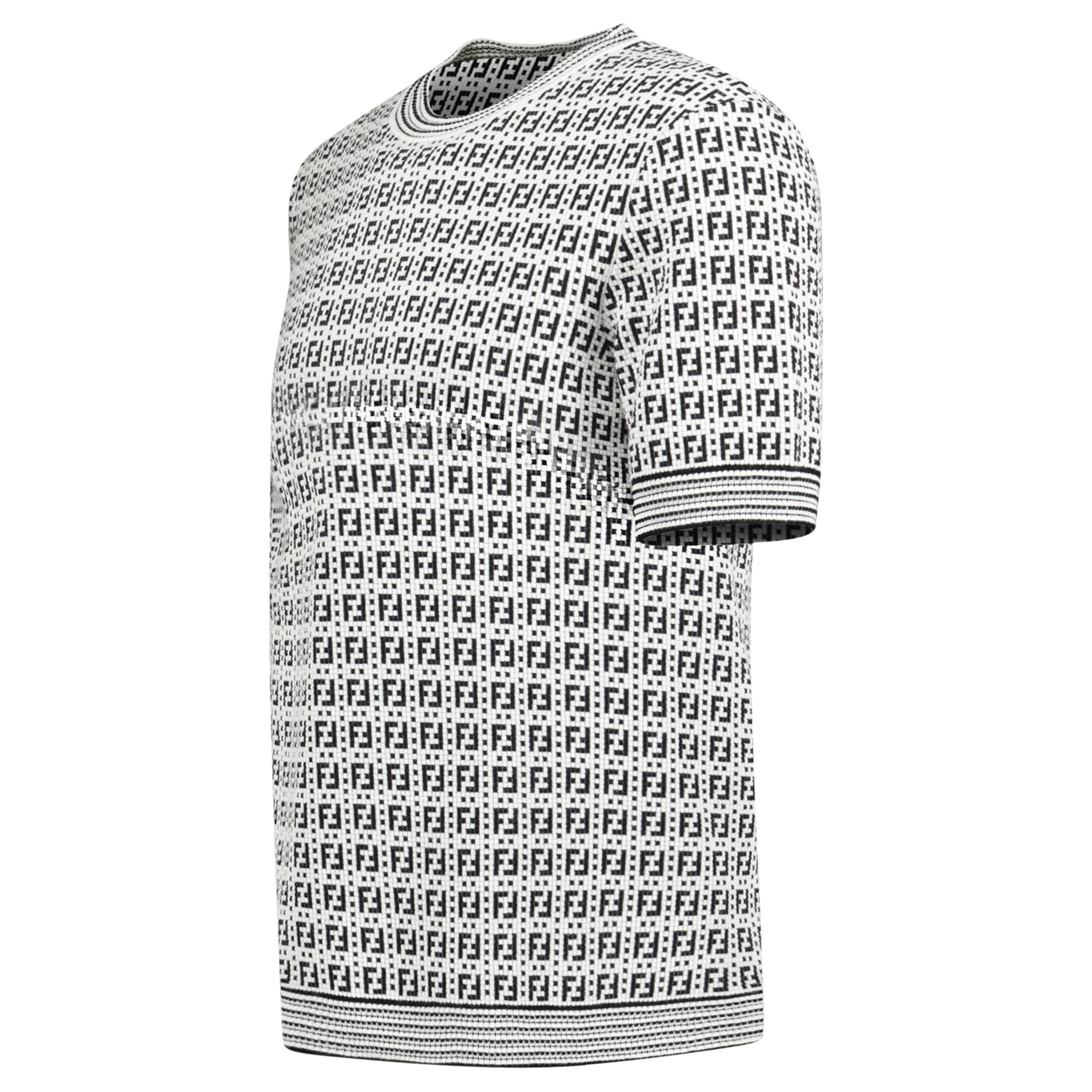 FENDI LOGO KNITTED T SHIRT - MEDIUM (48) - affluentarchivesUsed HIGH END DESIGNER CLOTHING