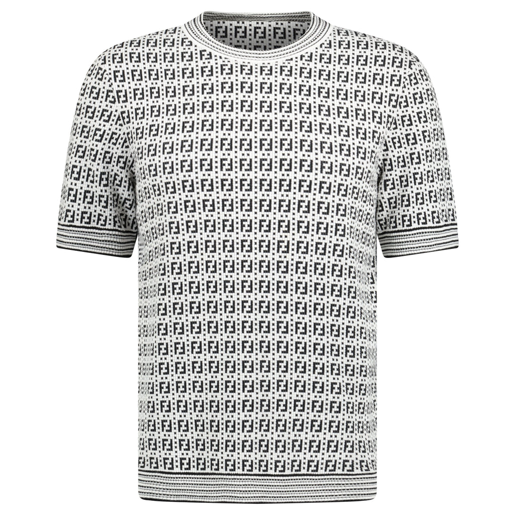 FENDI LOGO KNITTED T SHIRT - MEDIUM (48) - affluentarchivesUsed HIGH END DESIGNER CLOTHING