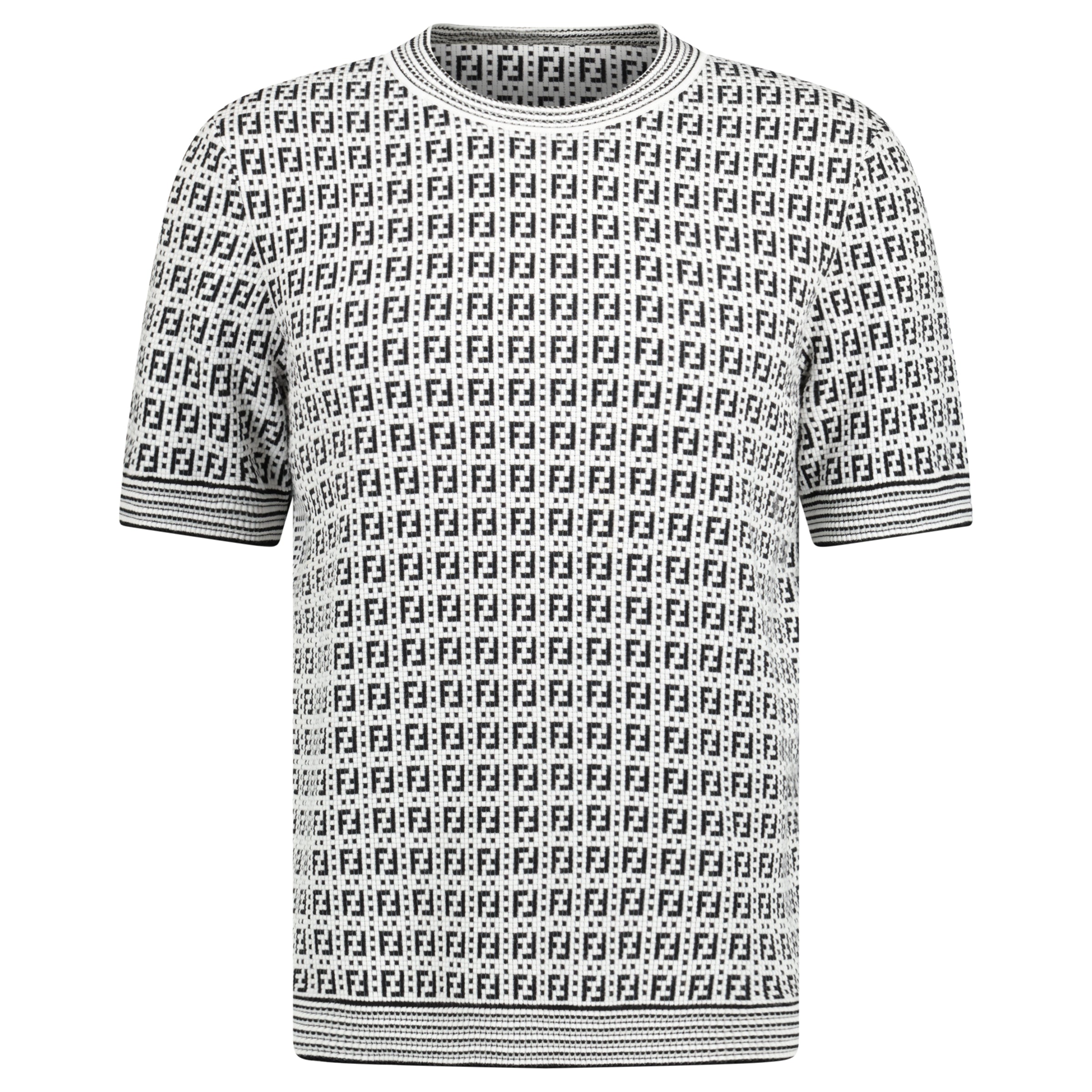 FENDI LOGO KNITTED T SHIRT - MEDIUM (48) - affluentarchivesUsed HIGH END DESIGNER CLOTHING