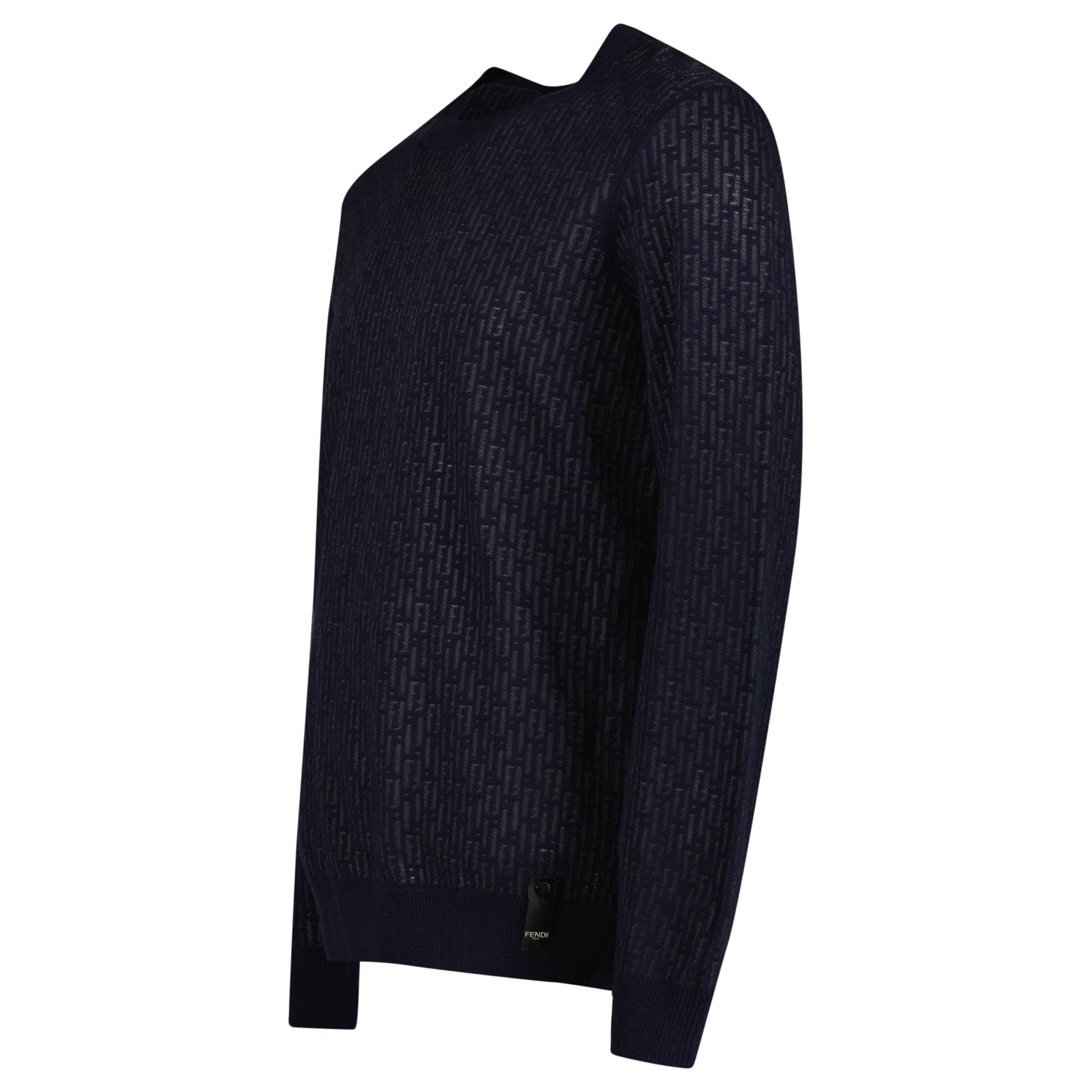 FENDI NAVY FF KNITTED SWEATSHIRT - XL (Fits Large) | PRE OWNED - Affluent ArchivesUsed HIGH END DESIGNER CLOTHING