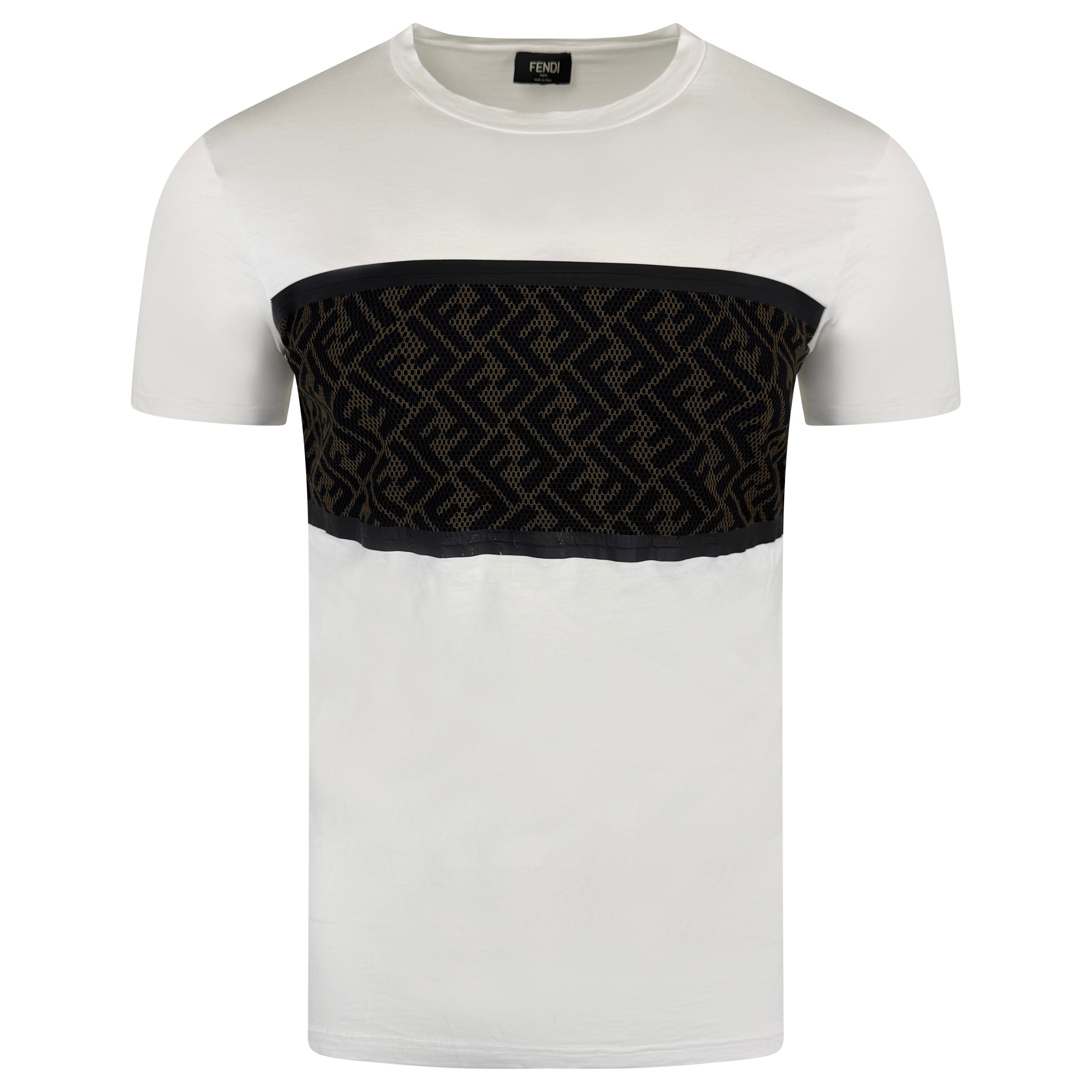 FENDI WHITE LOGO T SHIRT - LARGE (Fits Medium) - Affluent ArchivesUsed HIGH END DESIGNER CLOTHING
