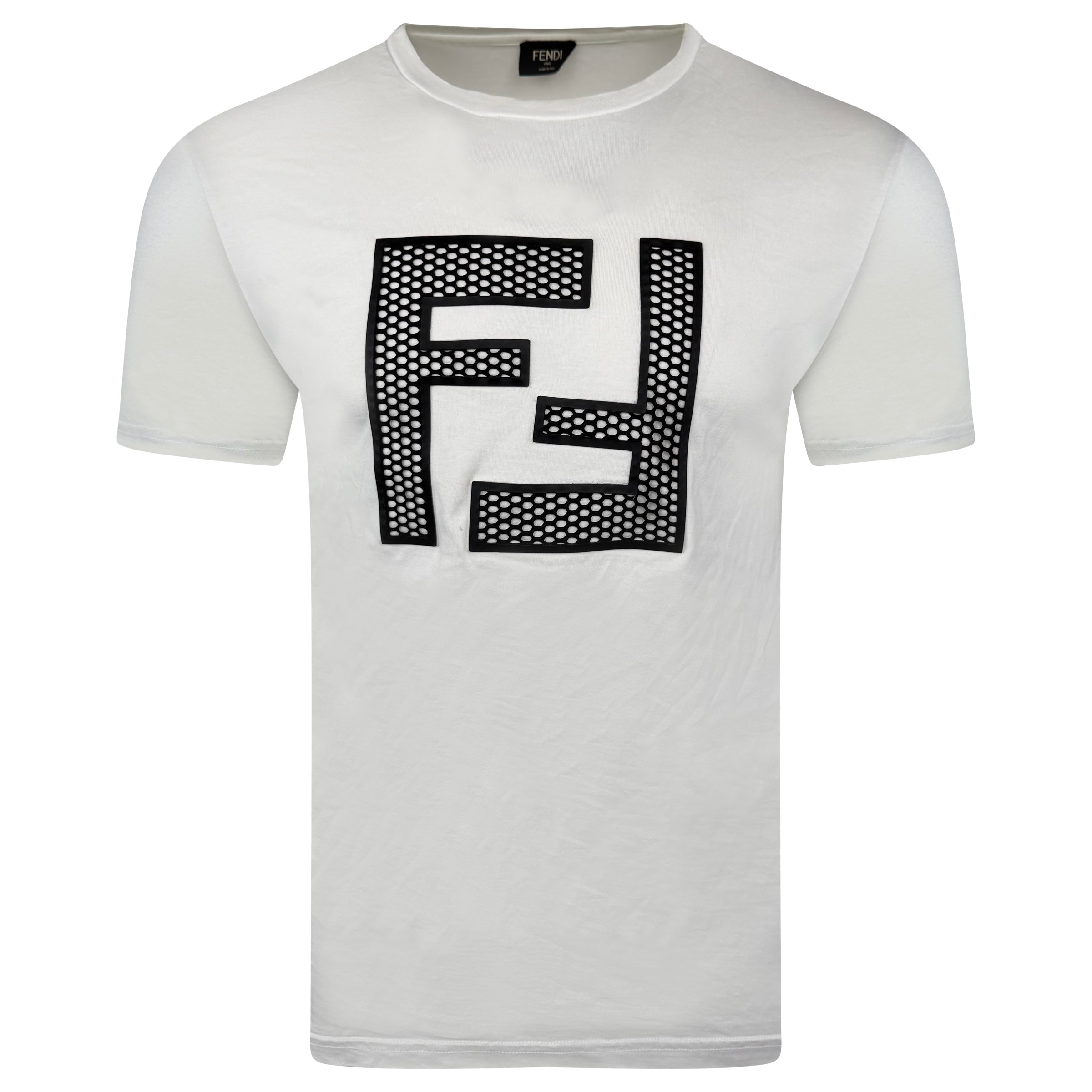 FENDI WHITE LOGO T SHIRT - MEDIUM - Affluent ArchivesUsed HIGH END DESIGNER CLOTHING