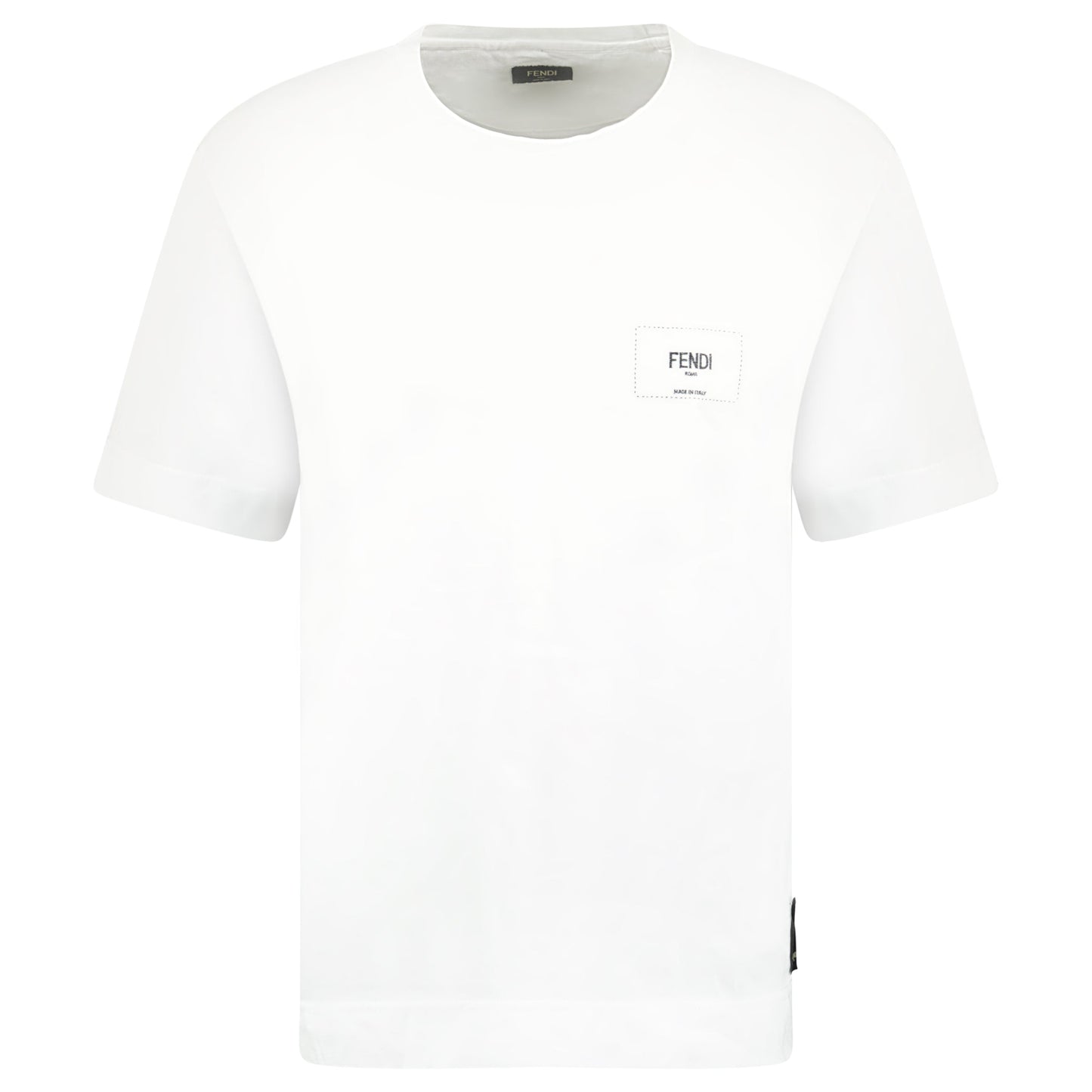 FENDI WHITE STITCHED LOGO T SHIRT - XS (Fits M) - affluentarchivesUsed HIGH END DESIGNER CLOTHING