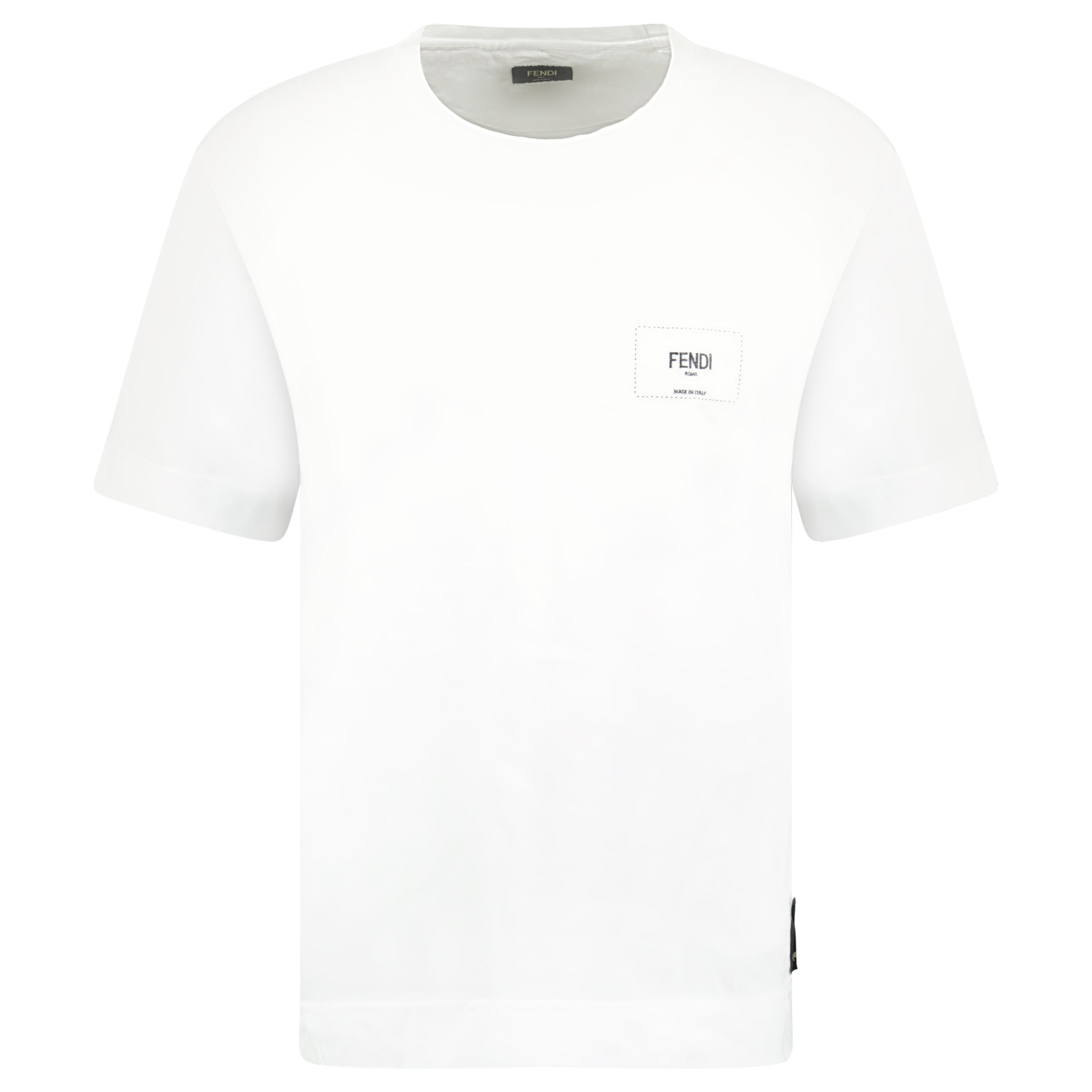 FENDI WHITE STITCHED LOGO T SHIRT - XS (Fits M) - affluentarchivesUsed HIGH END DESIGNER CLOTHING