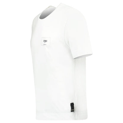 FENDI WHITE STITCHED LOGO T SHIRT - XS (Fits M) - affluentarchivesUsed HIGH END DESIGNER CLOTHING