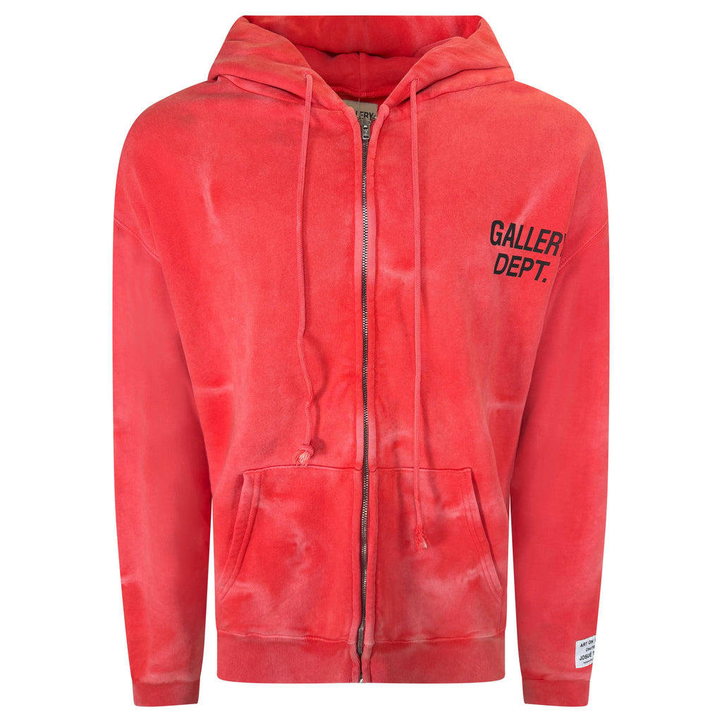 GALLERY DEPT PINK ZIP HOODIE - LARGE (Fits XL) - Affluent ArchivesUsed HIGH END DESIGNER CLOTHING
