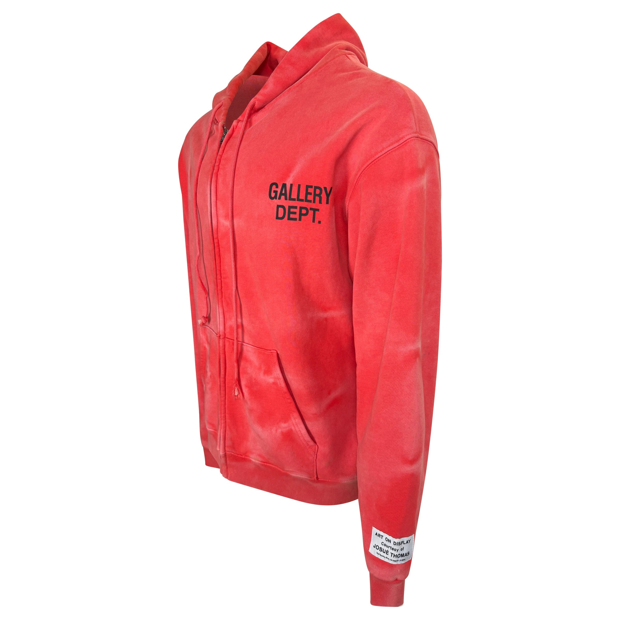 GALLERY DEPT PINK ZIP HOODIE - LARGE (Fits XL) - Affluent ArchivesUsed HIGH END DESIGNER CLOTHING
