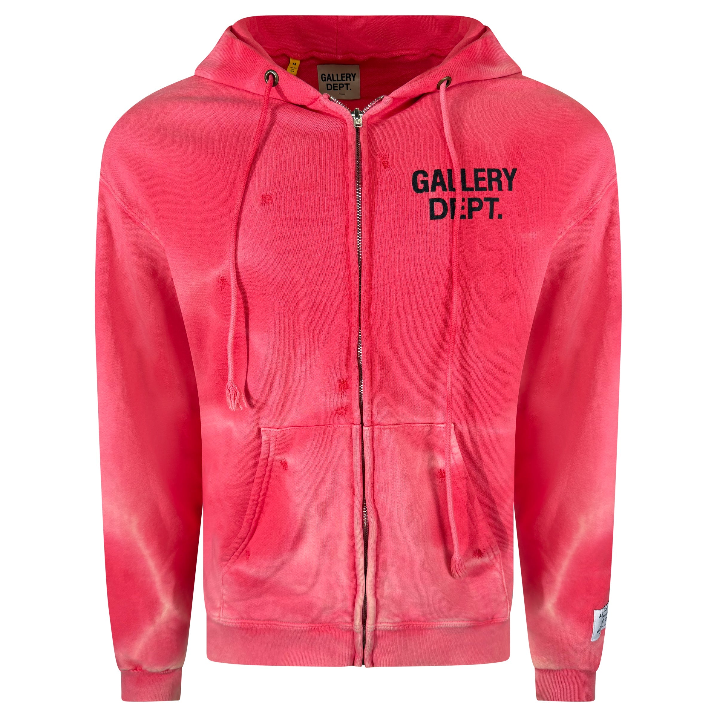 GALLERY DEPT PINK ZIP HOODIE - MEDIUM (Fits M/L) - Affluent ArchivesUsed HIGH END DESIGNER CLOTHING