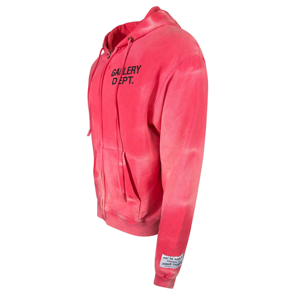 GALLERY DEPT PINK ZIP HOODIE - MEDIUM (Fits M/L) - Affluent ArchivesUsed HIGH END DESIGNER CLOTHING