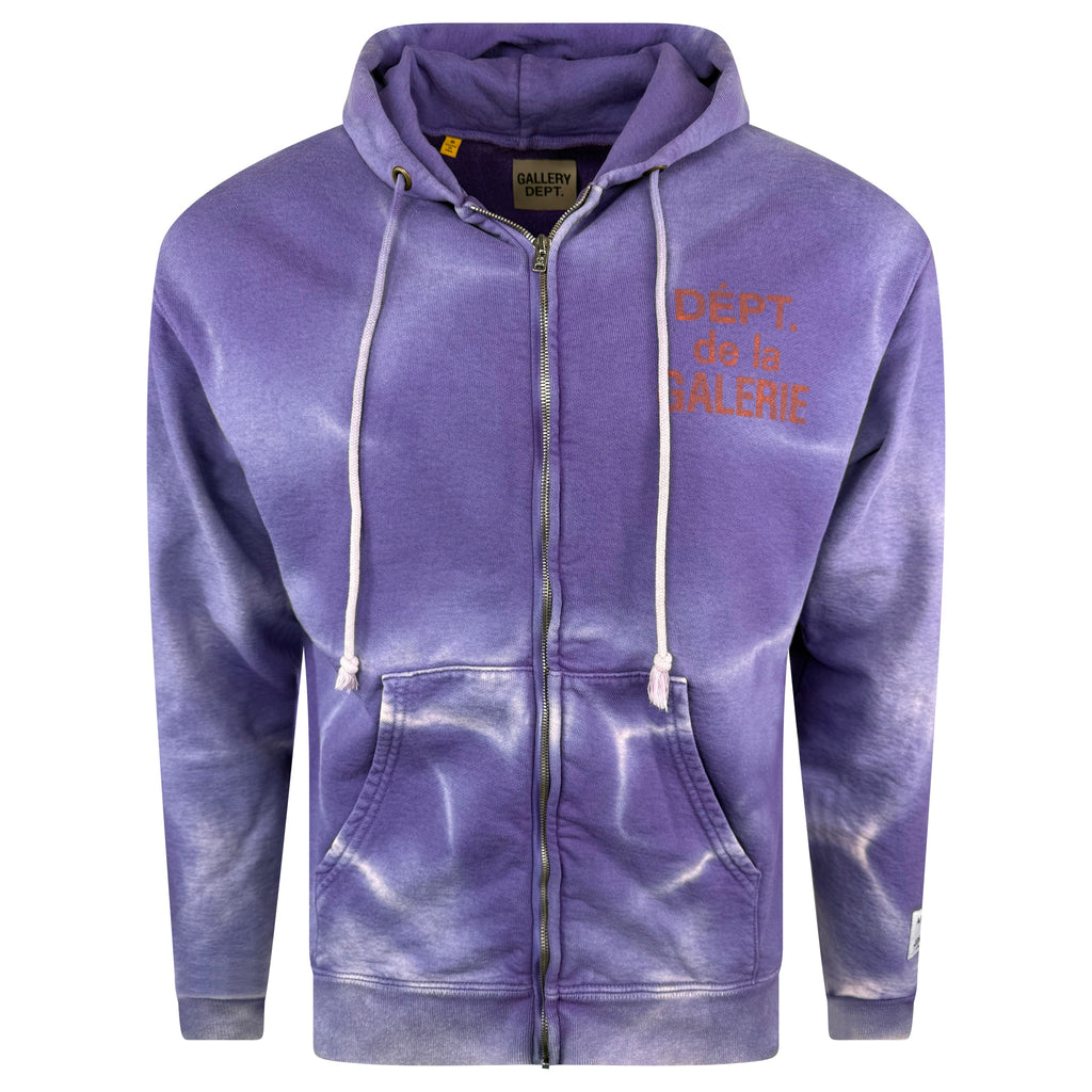 GALLERY DEPT PURPLE ZIP HOODIE - SMALL (Fits M) - Affluent ArchivesUsed HIGH END DESIGNER CLOTHING