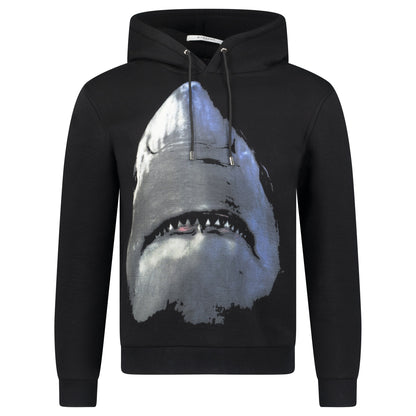 GIVENCHY BLACK WHITE SHARK HOODIE - SMALL - Affluent ArchivesUsed HIGH END DESIGNER CLOTHING
