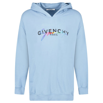 GIVENCHY LIGHT BLUE LOGO HOODIE - S (Fits XXL) - Affluent ArchivesUsed HIGH END DESIGNER CLOTHING