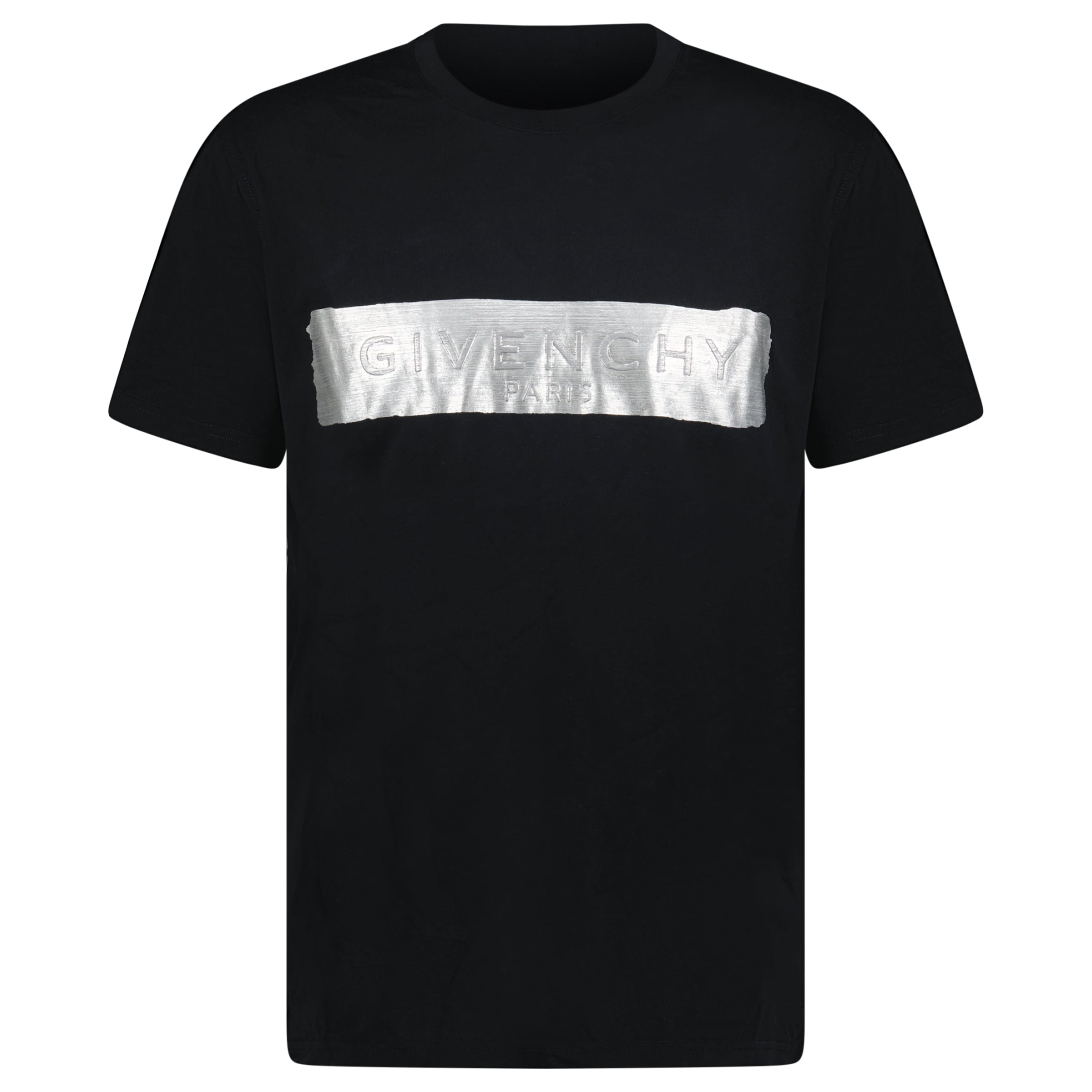 GIVENCHY T SHIRT BLACK SILVER LOGO T SHRT MEDIUM