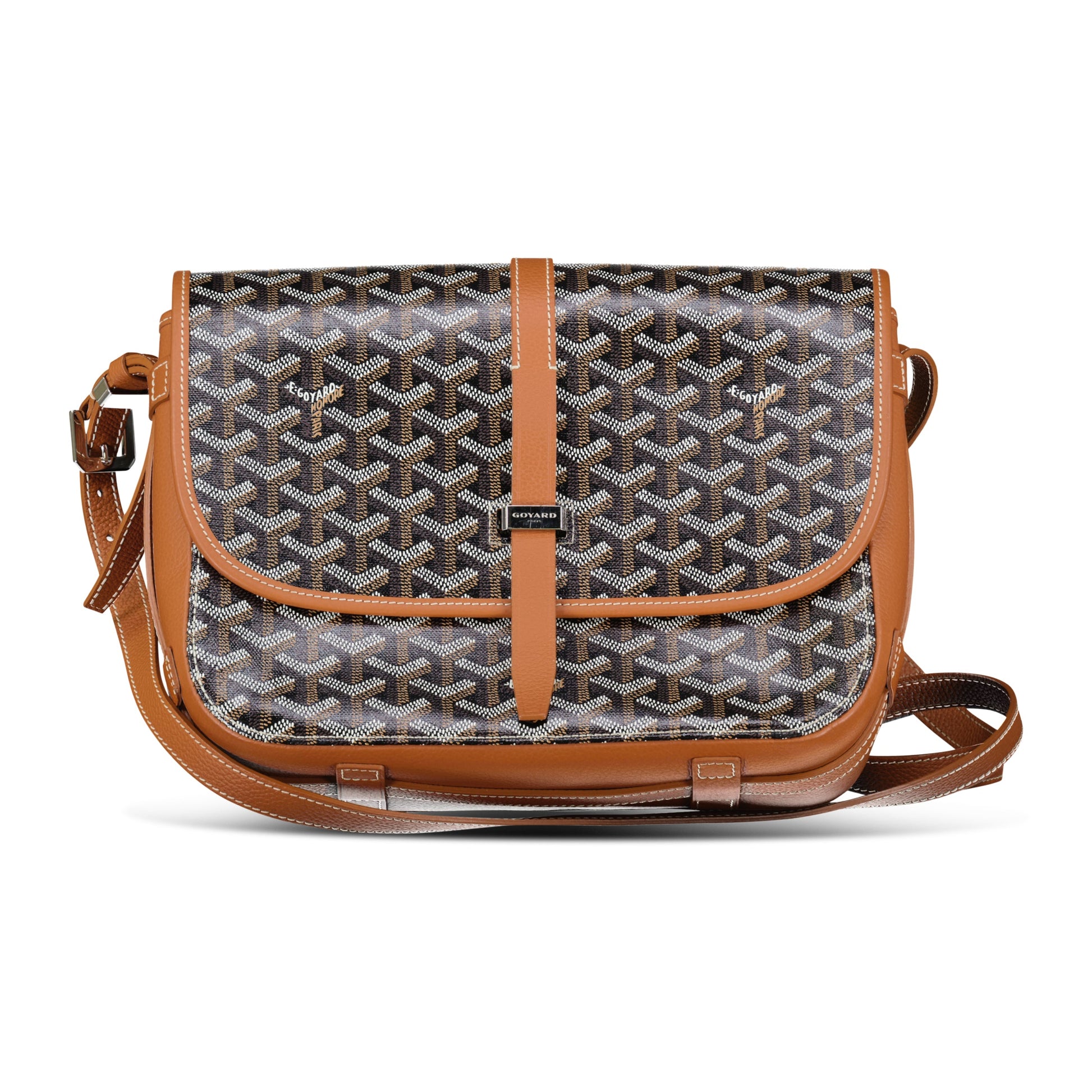 GOYARD BELVEDERE MM BLACK / TAN MESSENGER BAG - Affluent ArchivesUsed HIGH END DESIGNER CLOTHING