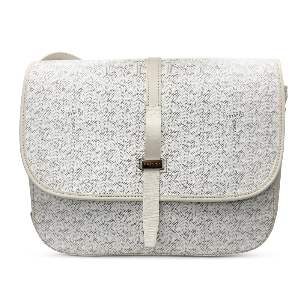 GOYARD BELVEDERE MM WHITE MESSENGER BAG - Affluent ArchivesUsed HIGH END DESIGNER CLOTHING