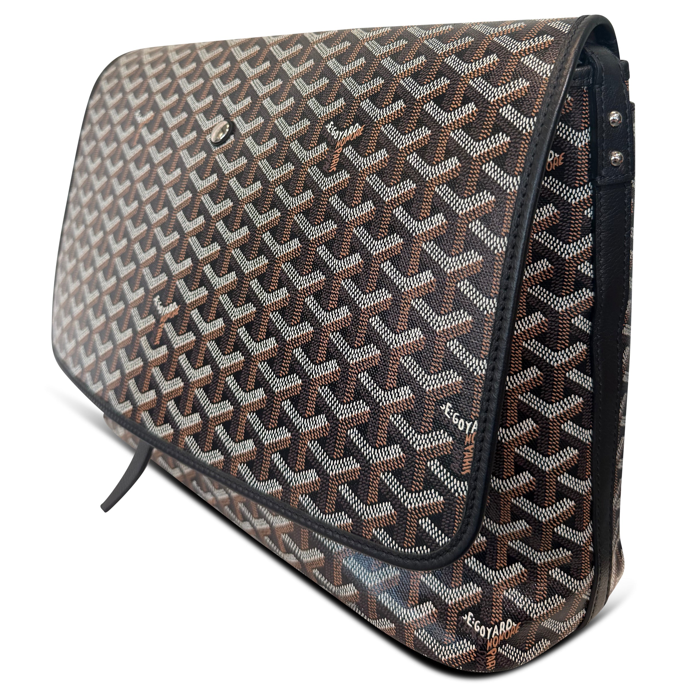 GOYARD CAPETIEN MESSENGER BAG BLACK / BROWN | PRE OWNED - Affluent ArchivesUsed HIGH END DESIGNER CLOTHING