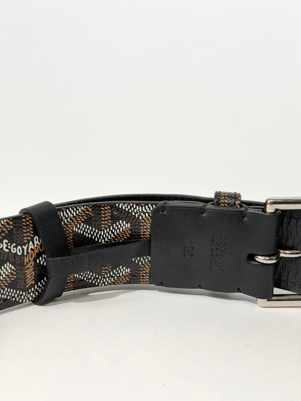 GOYARD FLORIDA CANVAS BELT BLACK / BEIGE - 105CM (34-38W) | PRE OWNED - Affluent ArchivesUsed HIGH END DESIGNER CLOTHING