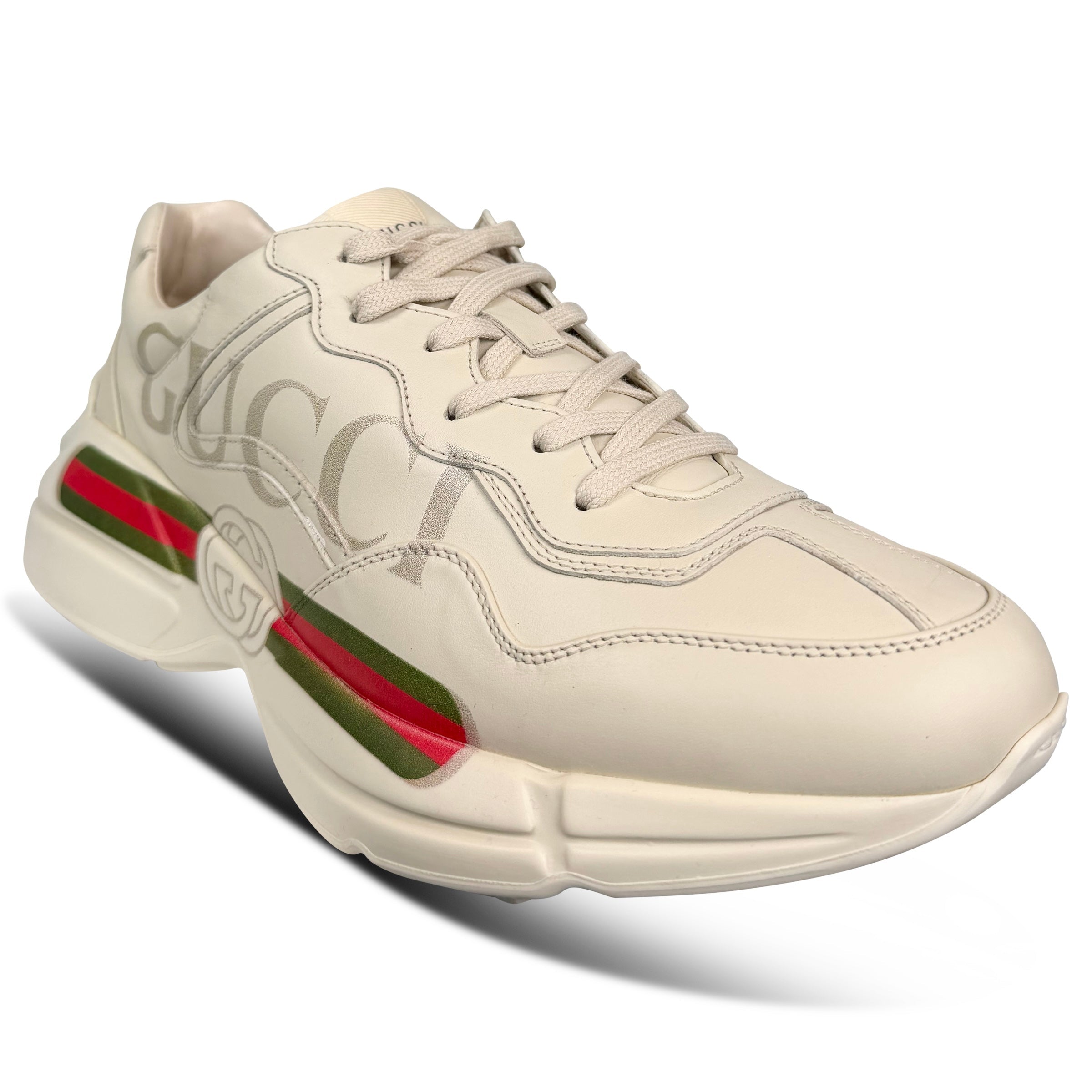 GUCCI BEGE RYTON TRAINER - UK 11 (44) | PRE OWNED - Affluent ArchivesUsed HIGH END DESIGNER CLOTHING