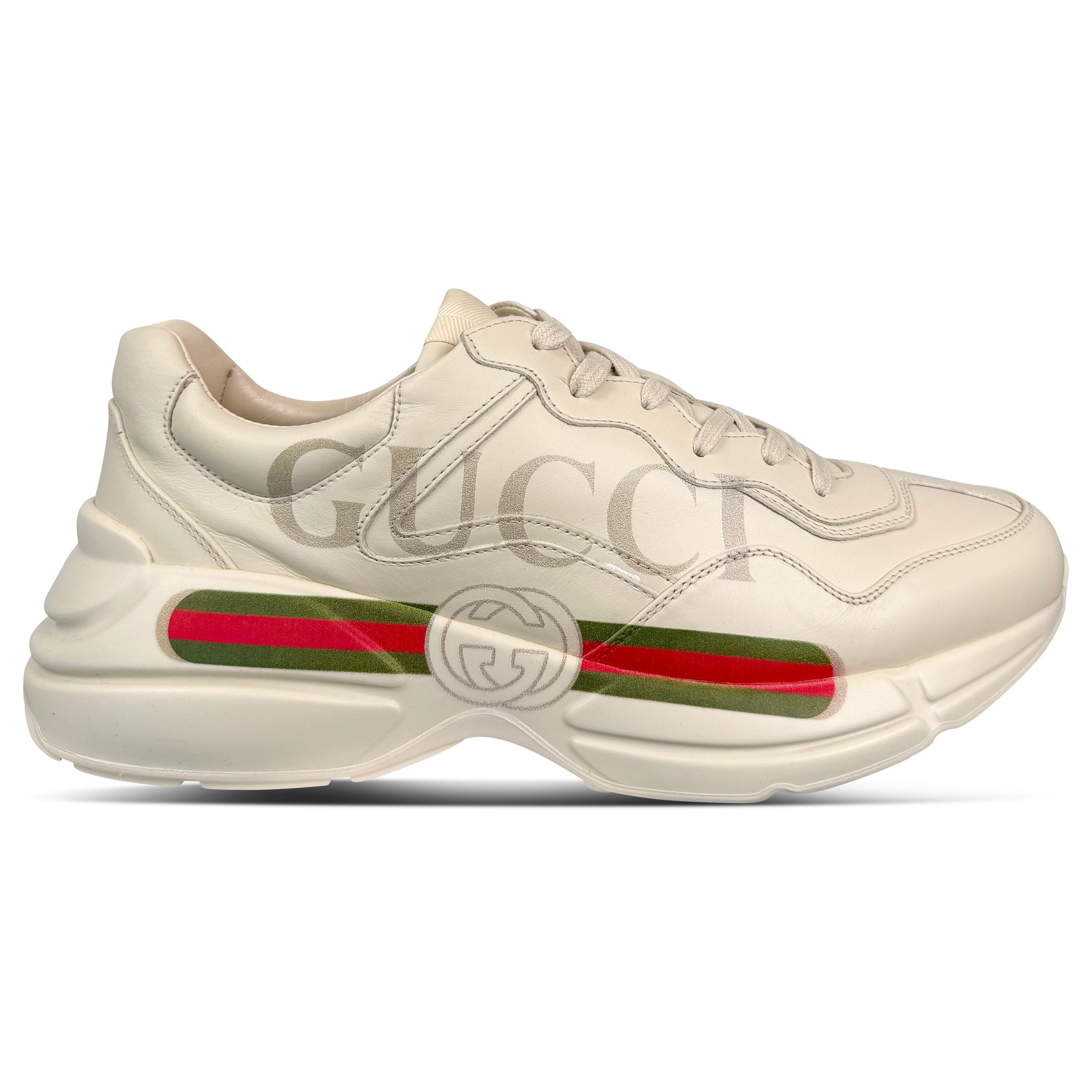 GUCCI BEGE RYTON TRAINER - UK 11 (44) | PRE OWNED - Affluent ArchivesUsed HIGH END DESIGNER CLOTHING