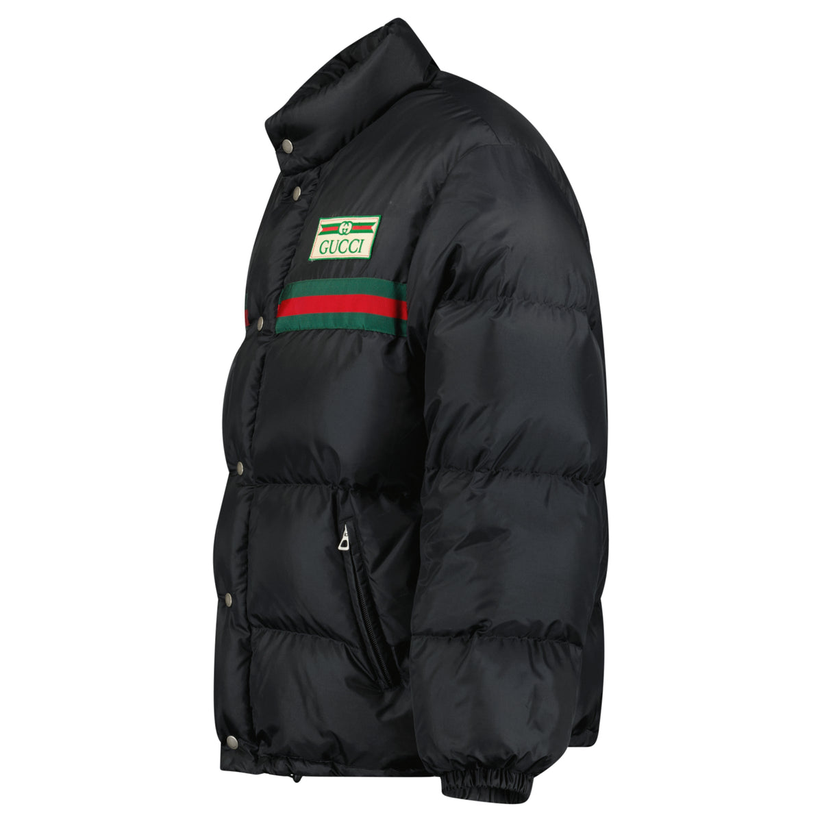GUCCI BLACK LOGO PUFFER - LARGE (Fits XL) - Affluent ArchivesUsed HIGH END DESIGNER CLOTHING