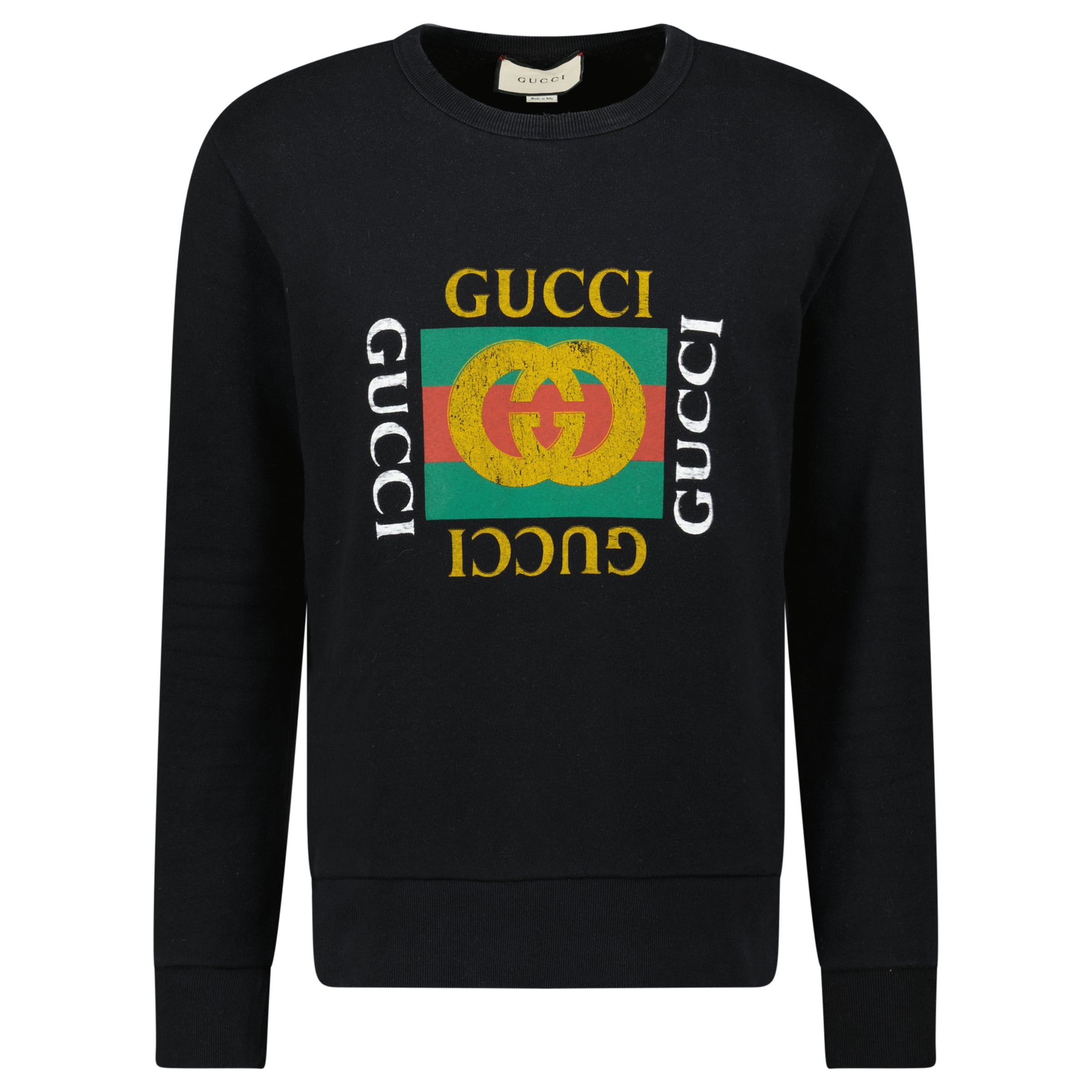 GUCCI BLACK LOGO SWEATSHIRT - MEDIUM (Fits L) - Affluent ArchivesUsed HIGH END DESIGNER CLOTHING