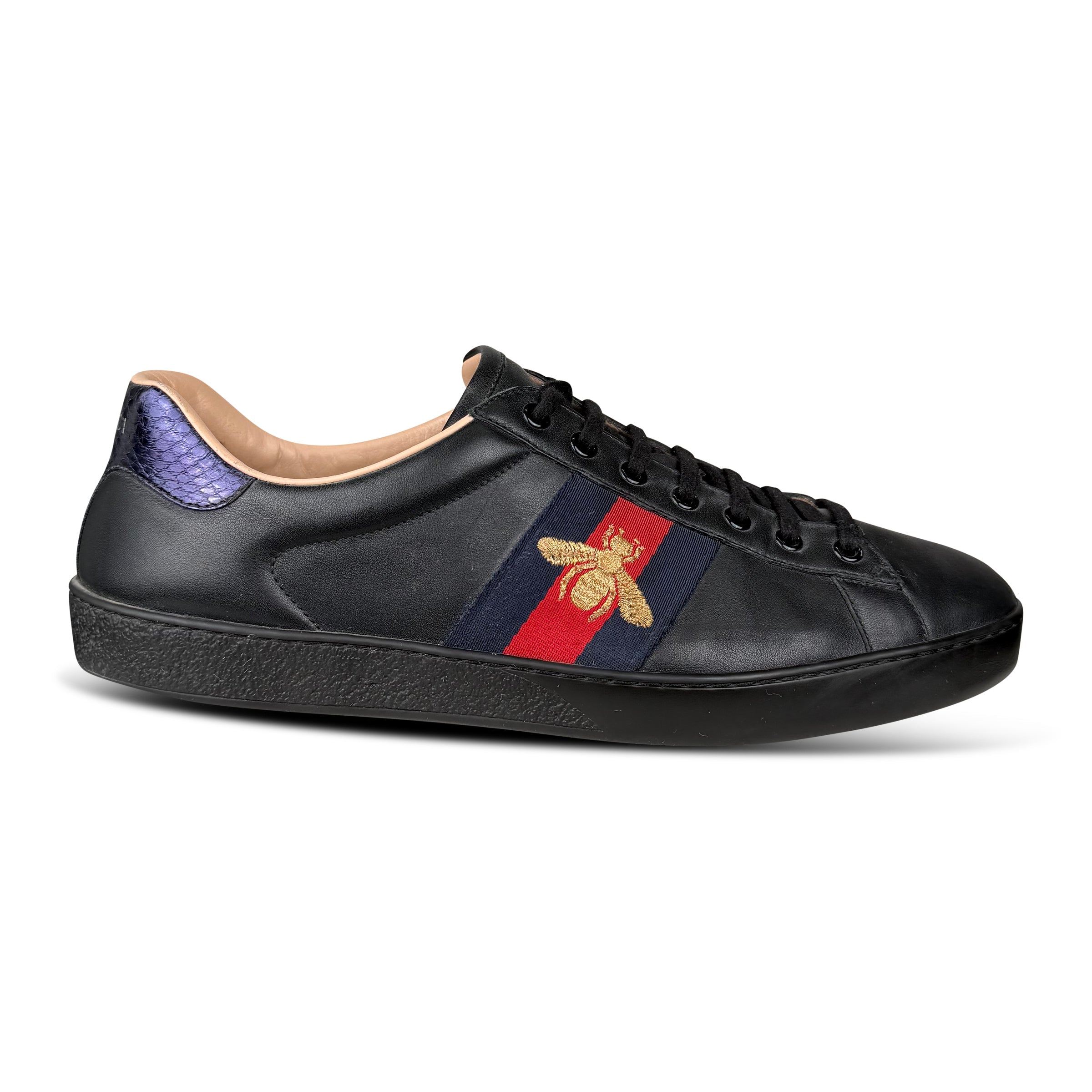 GUCCI BLACK LOW ACE SNEAKER - UK 10 (44) - Affluent ArchivesUsed HIGH END DESIGNER CLOTHING