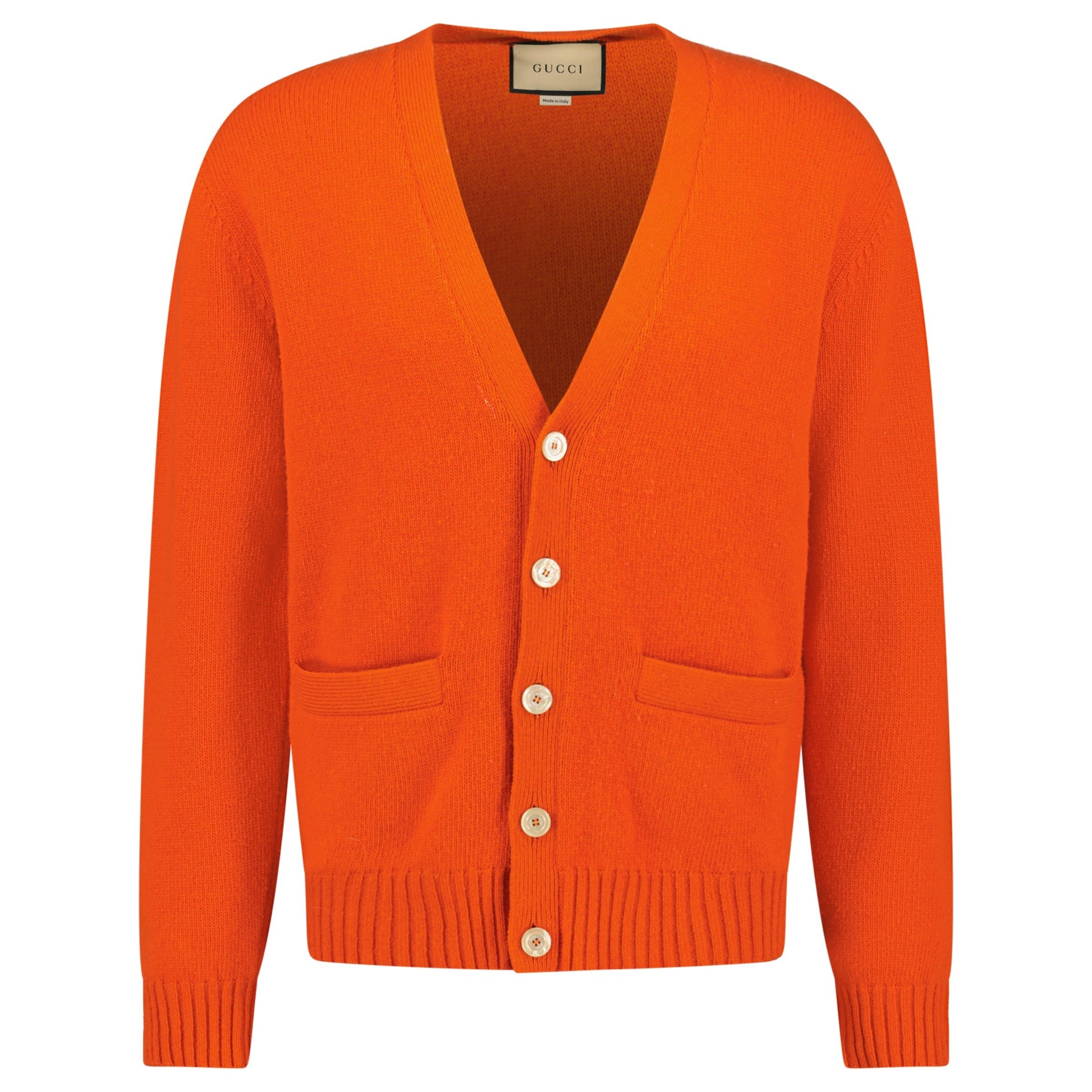 GUCCI GG KNITTED ORANGE CARDIGAN - MEDIUM - Affluent ArchivesUsed HIGH END DESIGNER CLOTHING