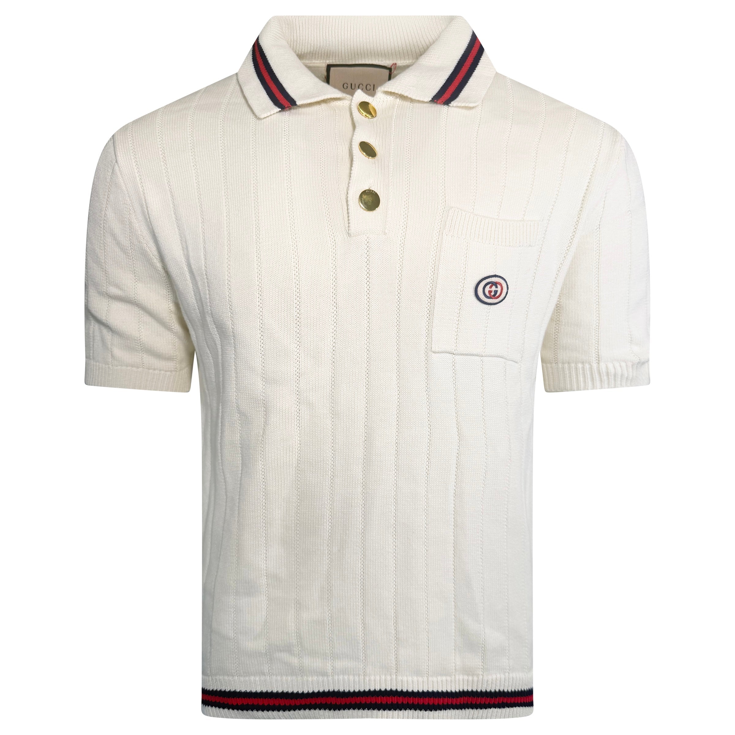 GUCCI KNITTED BEIGE POLO - MEDIUM | PRE OWNED - Affluent ArchivesUsed HIGH END DESIGNER CLOTHING