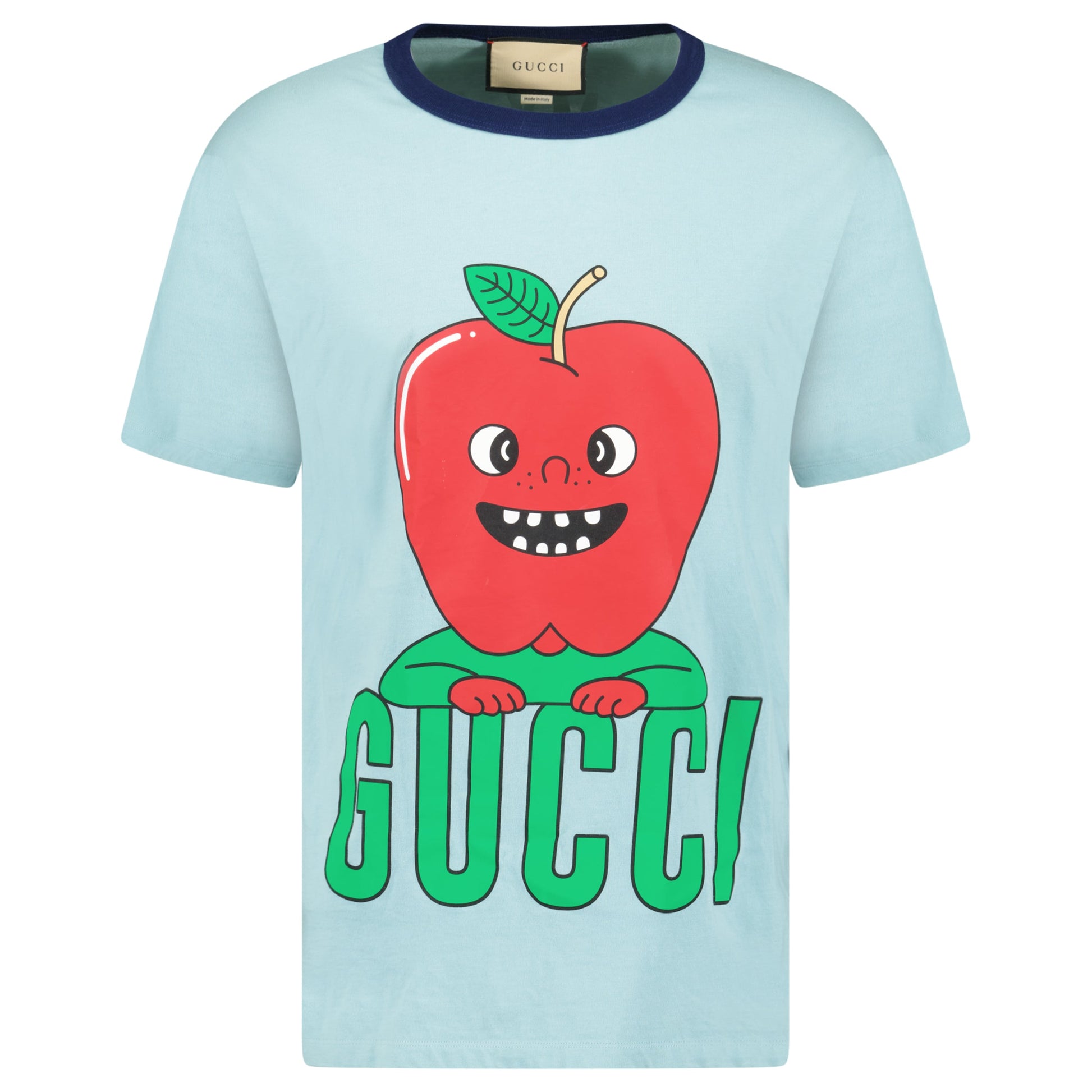 GUCCI LIGHT BLUE T SHIRT - SMALL (Fits Large) - Affluent ArchivesUsed HIGH END DESIGNER CLOTHING