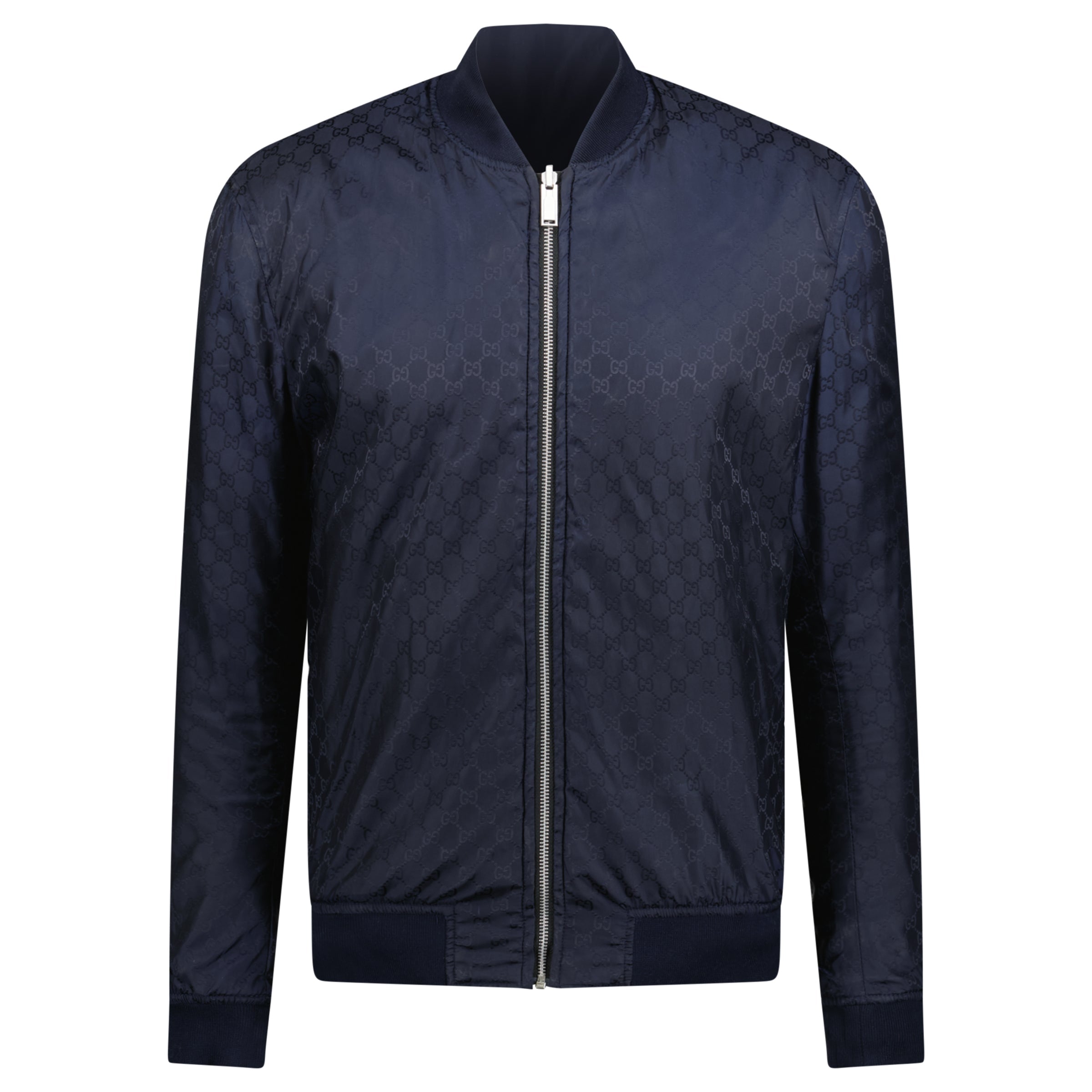 GUCCI MONOGRAM NAVY BOMBER REVERSIBLE - SMALL - Affluent ArchivesUsed HIGH END DESIGNER CLOTHING