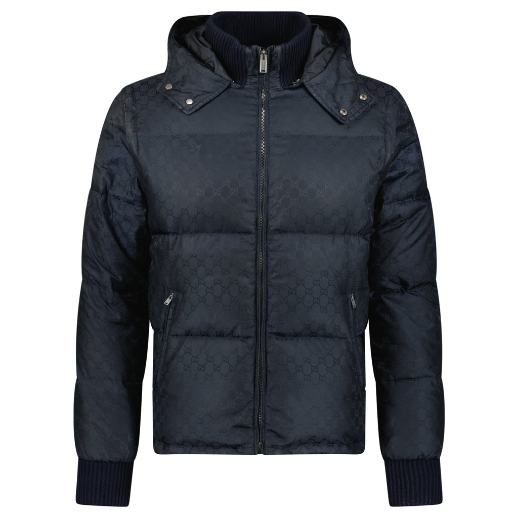 GUCCI NAVY GG PUFFER COAT - MEDIUM (48) - Affluent ArchivesUsed HIGH END DESIGNER CLOTHING