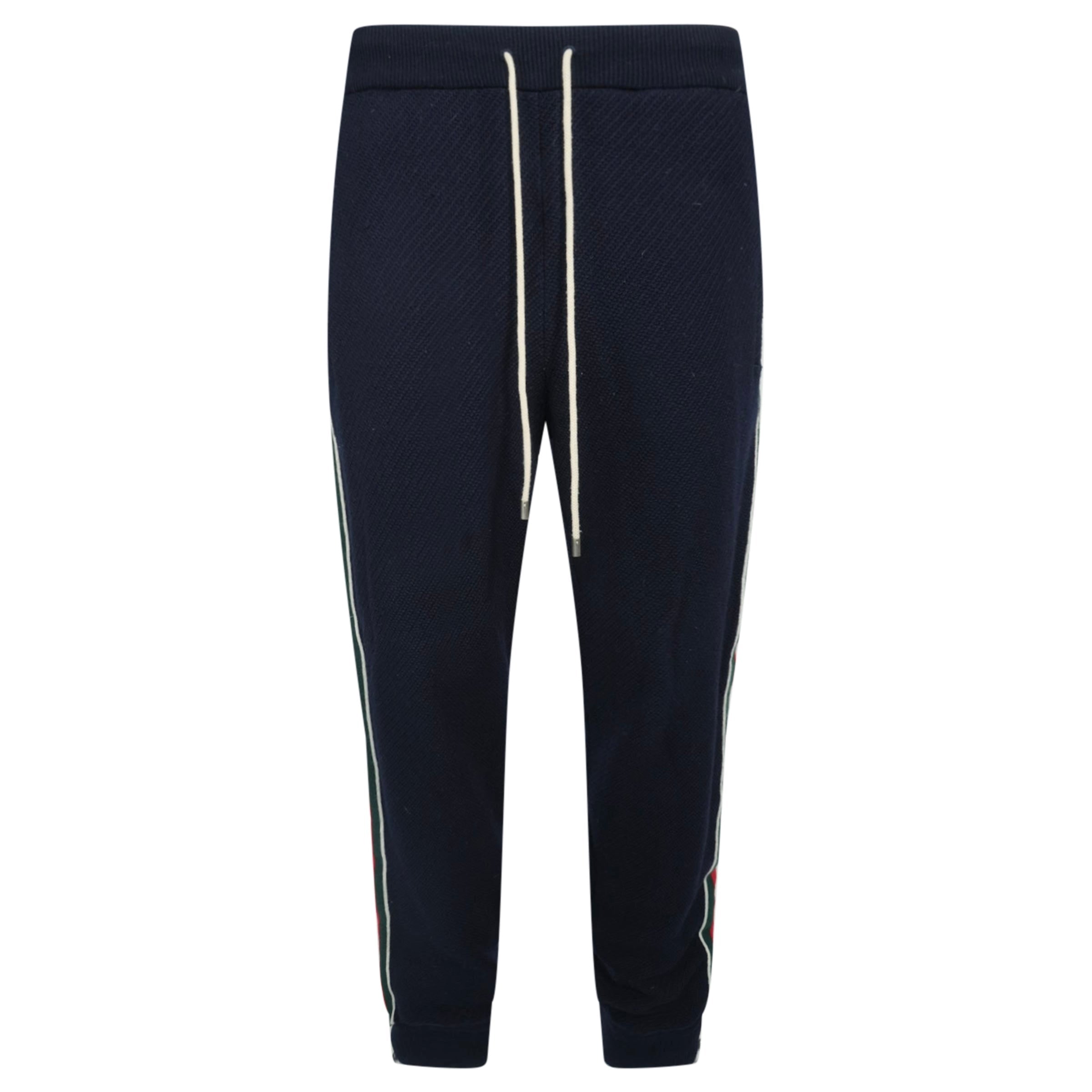 GUCCI NAVY KNITTED GG TRACKPANTS - XL | PRE OWNED - Affluent ArchivesUsed HIGH END DESIGNER CLOTHING