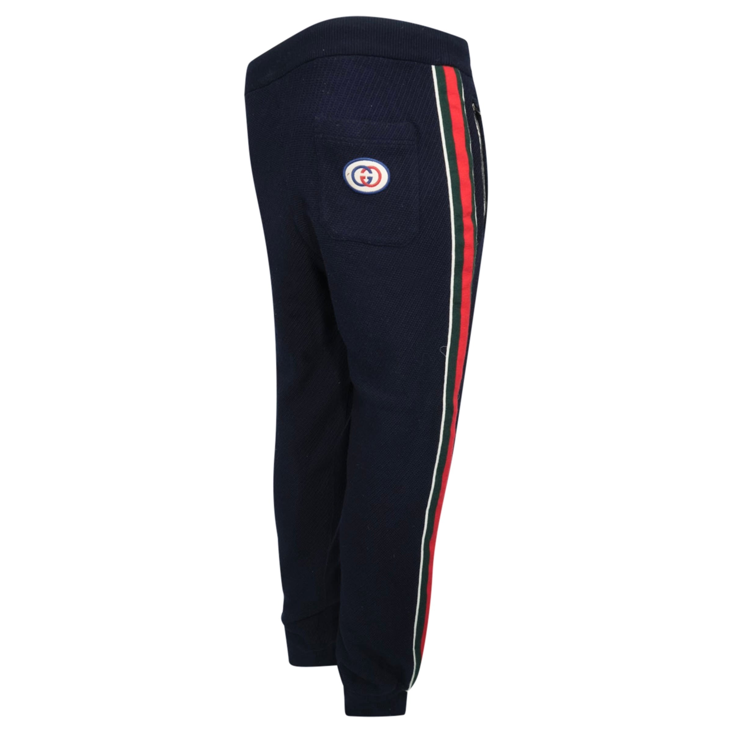 GUCCI NAVY KNITTED GG TRACKPANTS - XL | PRE OWNED - Affluent ArchivesUsed HIGH END DESIGNER CLOTHING
