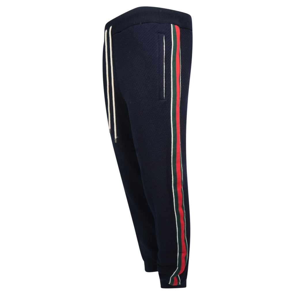GUCCI NAVY KNITTED GG TRACKPANTS - XL | PRE OWNED - Affluent ArchivesUsed HIGH END DESIGNER CLOTHING