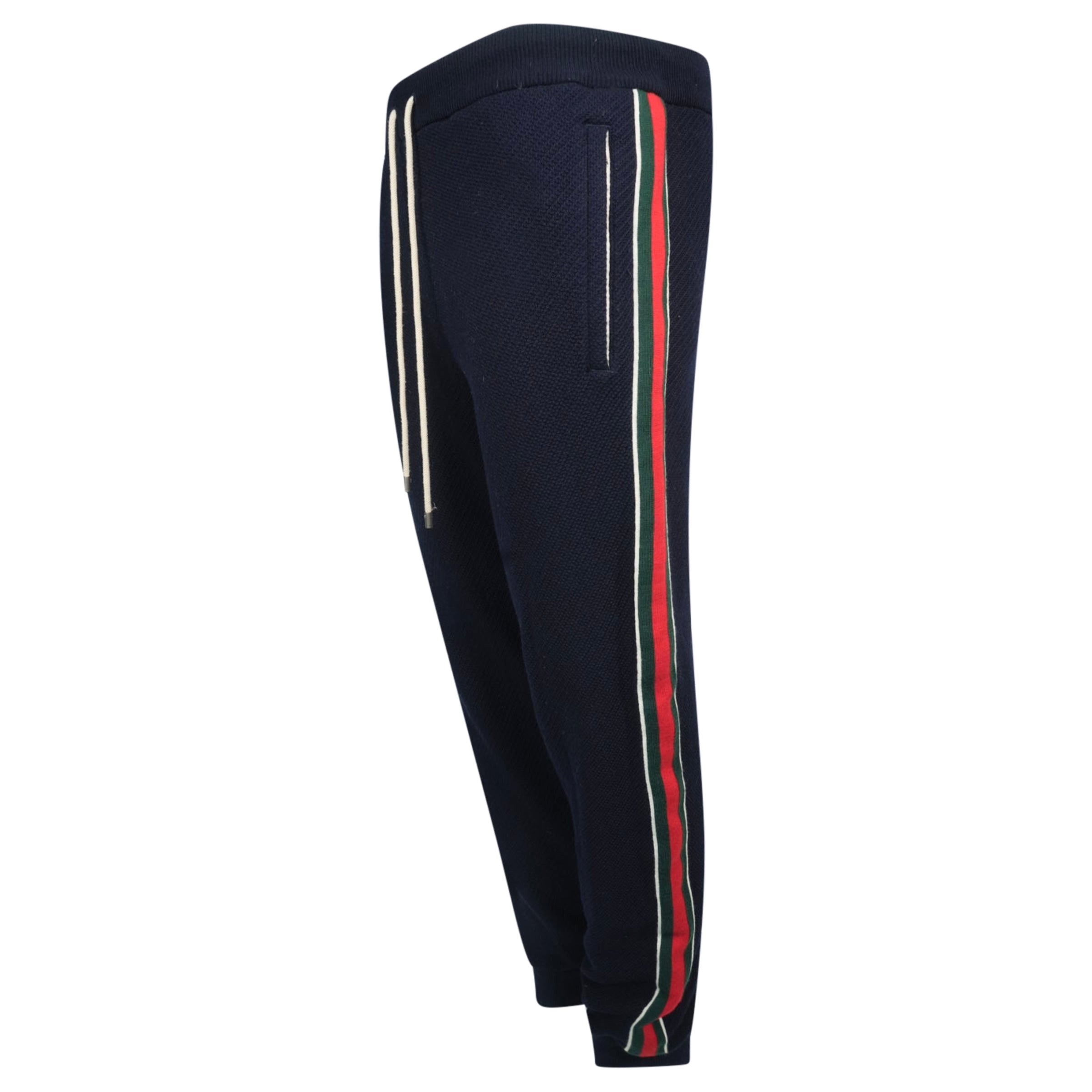 GUCCI NAVY KNITTED GG TRACKPANTS - XL | PRE OWNED - Affluent ArchivesUsed HIGH END DESIGNER CLOTHING