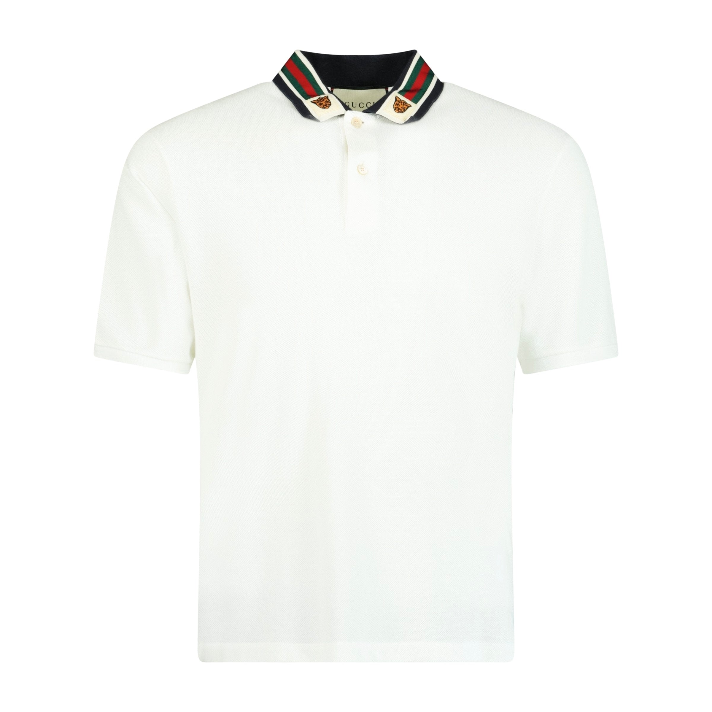GUCCI POLO FELINE HEAD WHITE - XL (Fits Medium) - Affluent ArchivesUsed HIGH END DESIGNER CLOTHING