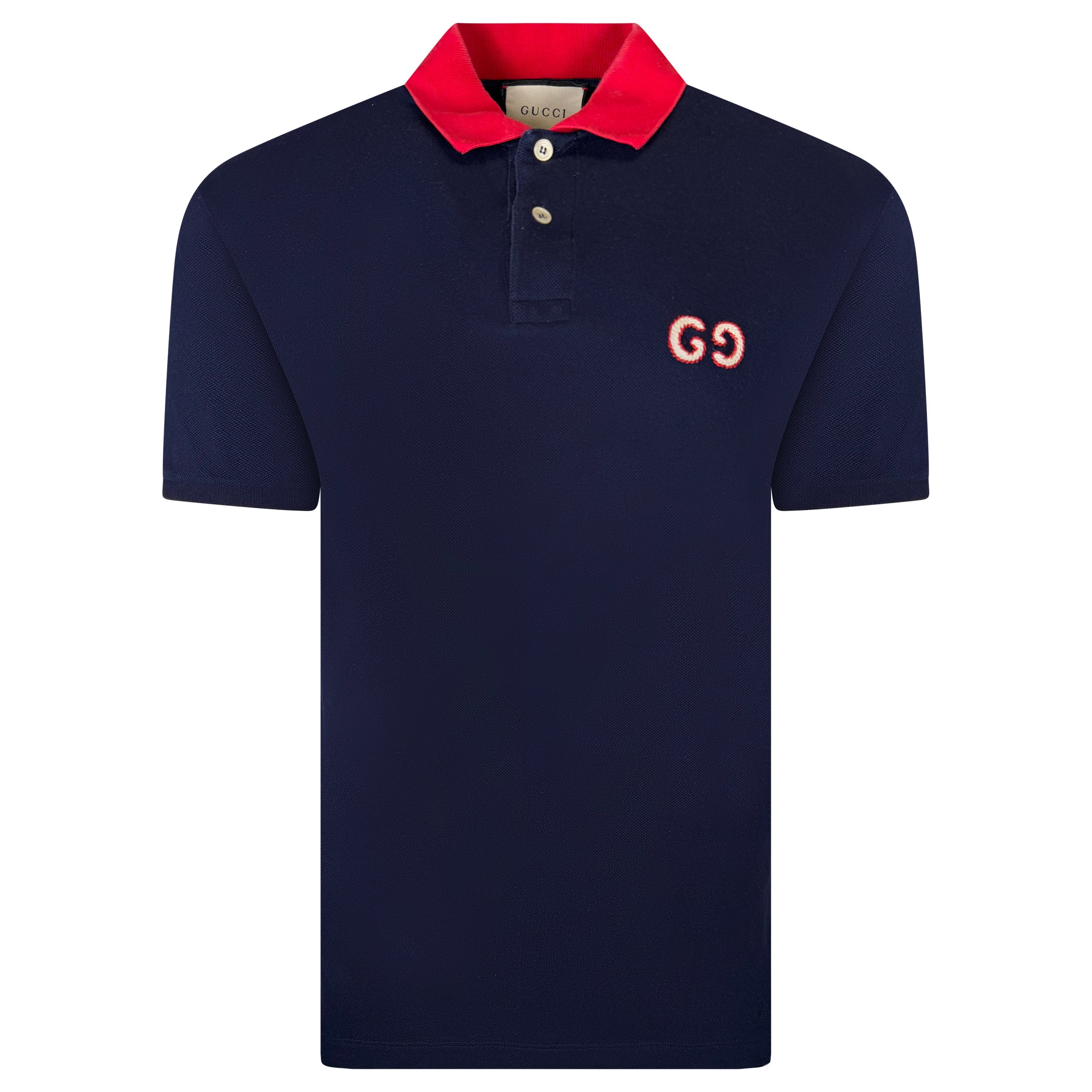 GUCCI POLO SHIRT NAVY - LARGE (Fits XL) - Affluent ArchivesUsed HIGH END DESIGNER CLOTHING