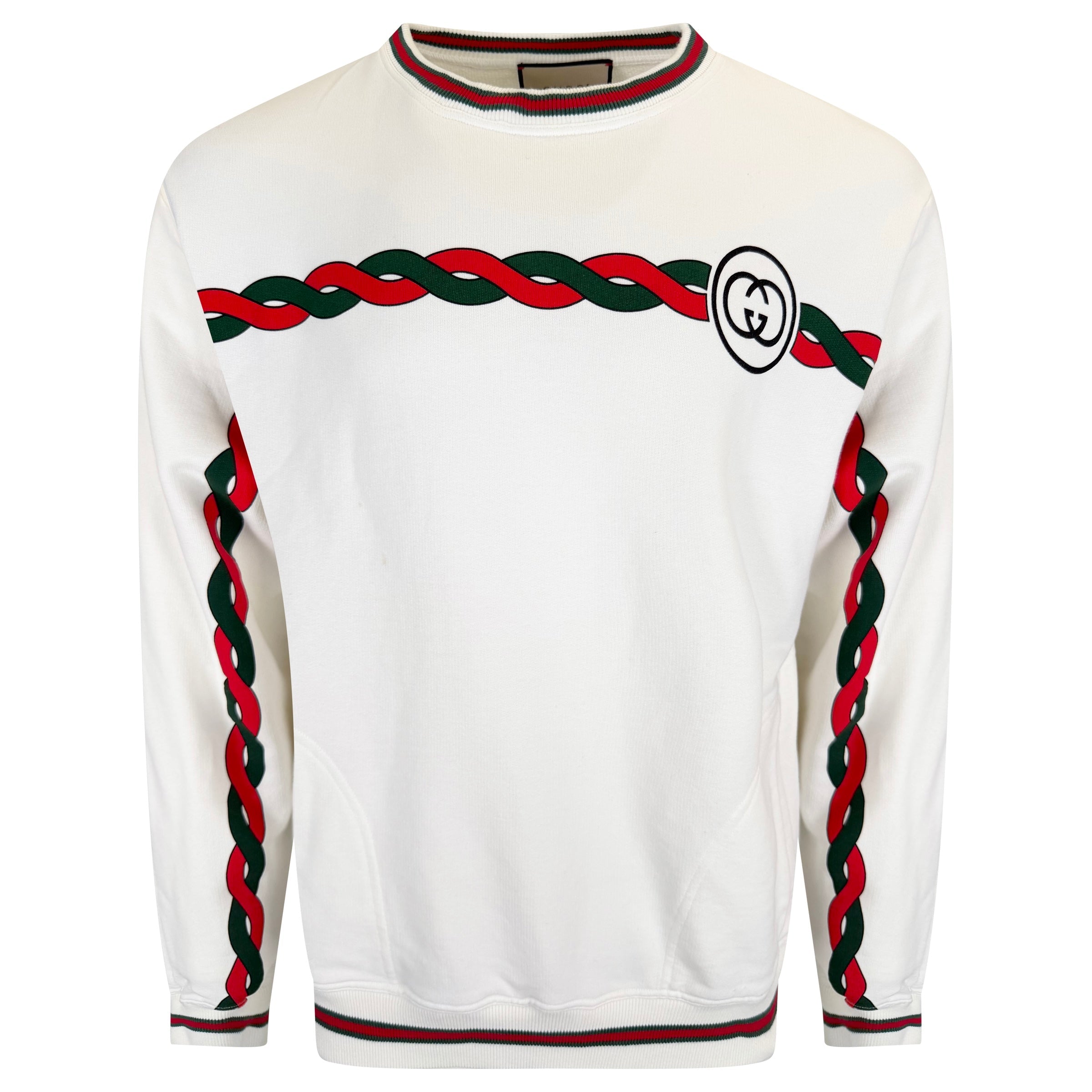 GUCCI WHITE LOGO SWEATSHIRT - XL - Affluent ArchivesUsed HIGH END DESIGNER CLOTHING