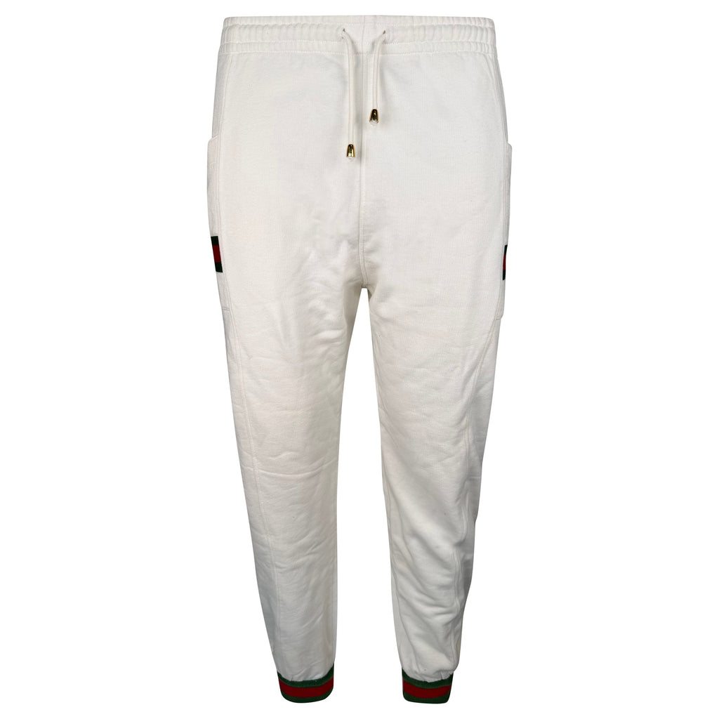 GUCCI WHITE LOGO TRACK PANTS - MEDIUM | PRE OWNED - Affluent ArchivesUsed HIGH END DESIGNER CLOTHING