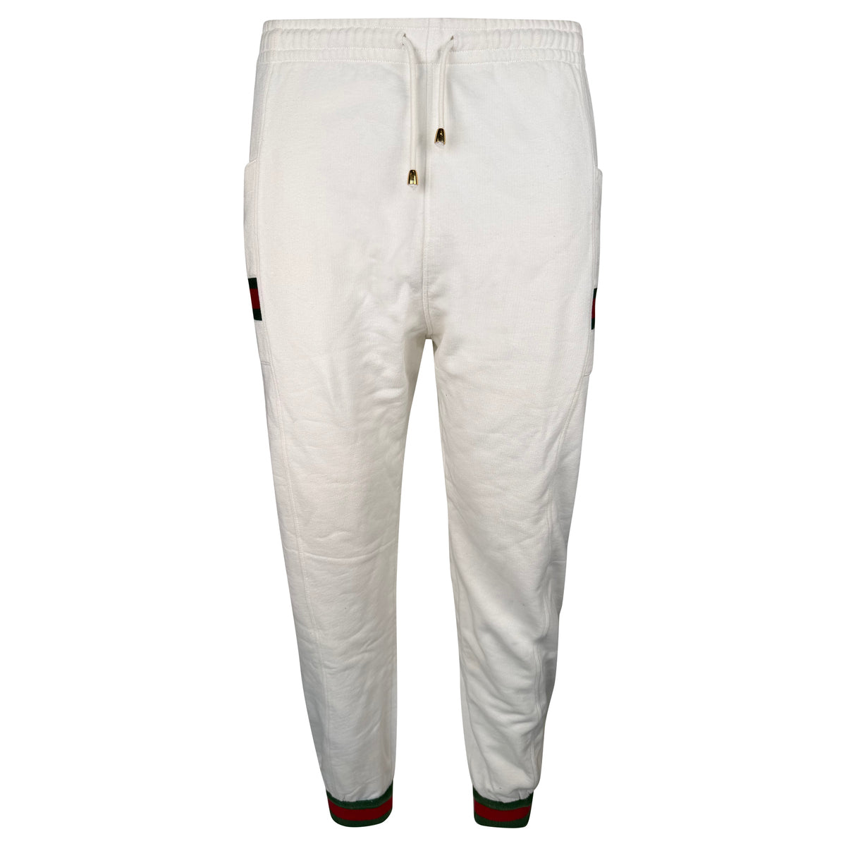 GUCCI WHITE LOGO TRACK PANTS - MEDIUM | PRE OWNED - Affluent ArchivesUsed HIGH END DESIGNER CLOTHING