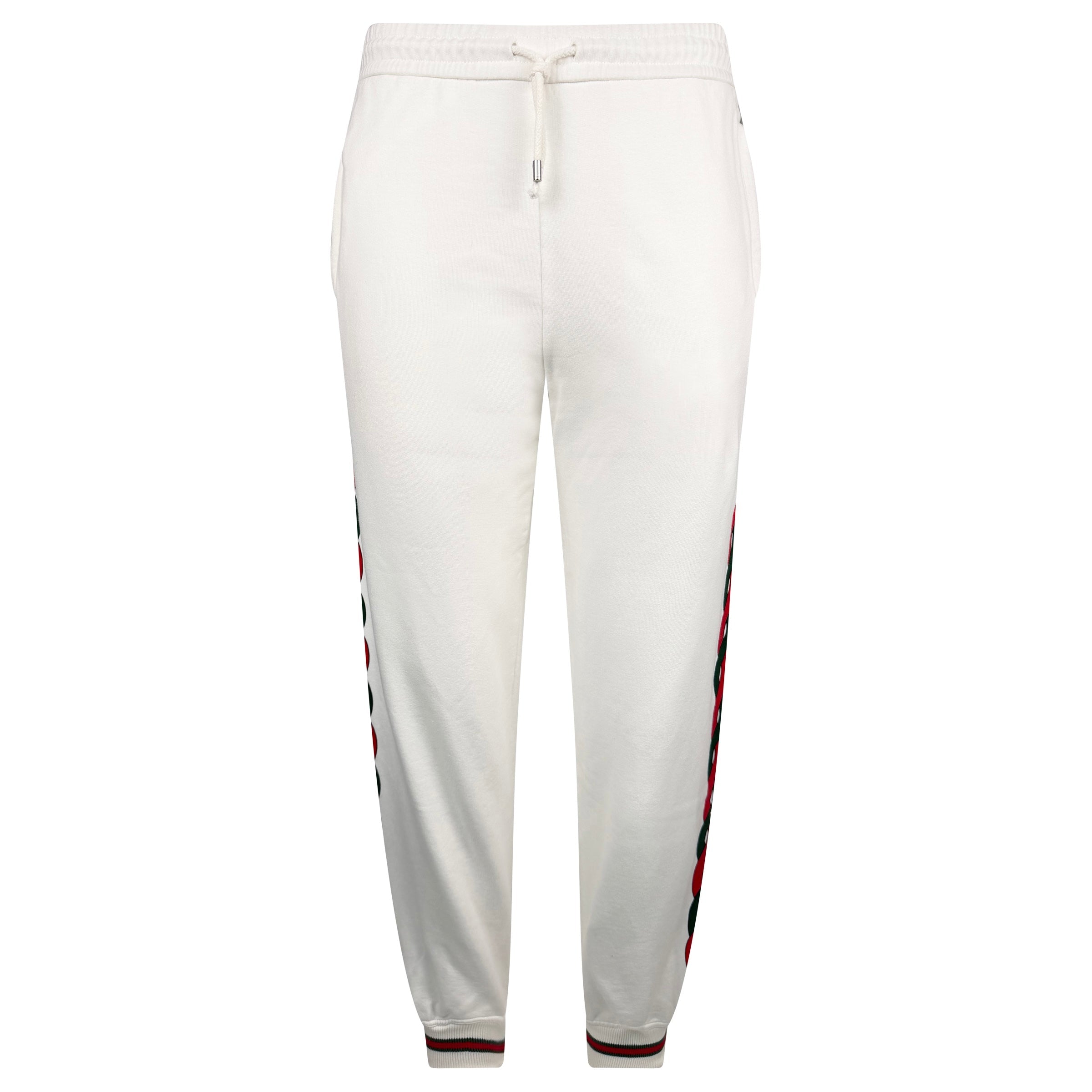 GUCCI WHITE LOGO TRACK PANTS - XL | PRE OWNED - Affluent ArchivesUsed HIGH END DESIGNER CLOTHING