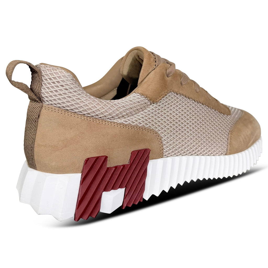 HERMES BOUNCING BEIGE / BURGUNDY TRAINER - UK 8 (Fits 8.5) | PRE OWNED - Affluent ArchivesUsed HIGH END DESIGNER CLOTHING