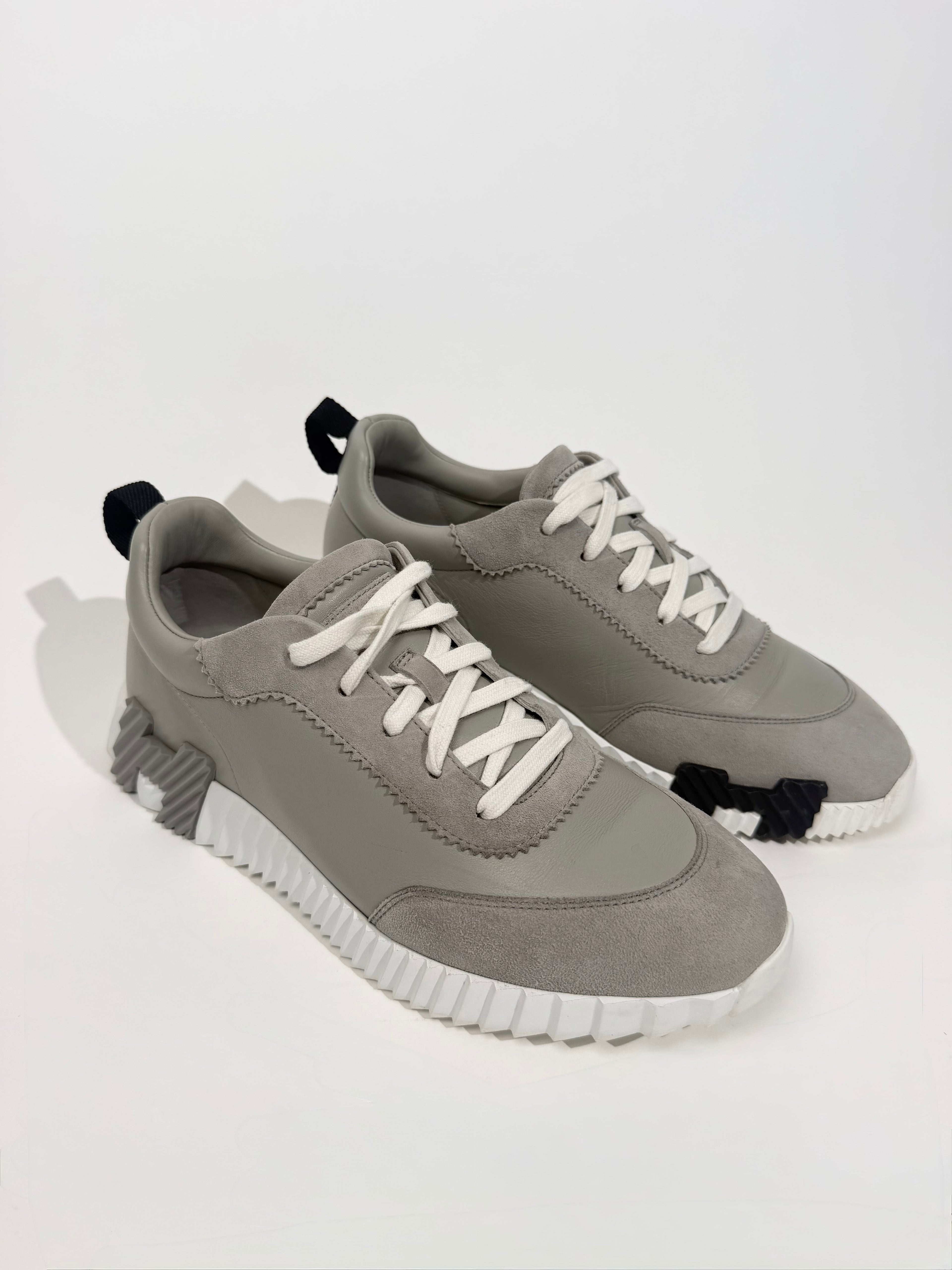 HERMES BOUNCING GREY LEATHER / SUEDE TRAINER - UK 6.5 (Fits 7) | PRE OWNED - Affluent ArchivesUsed HIGH END DESIGNER CLOTHING