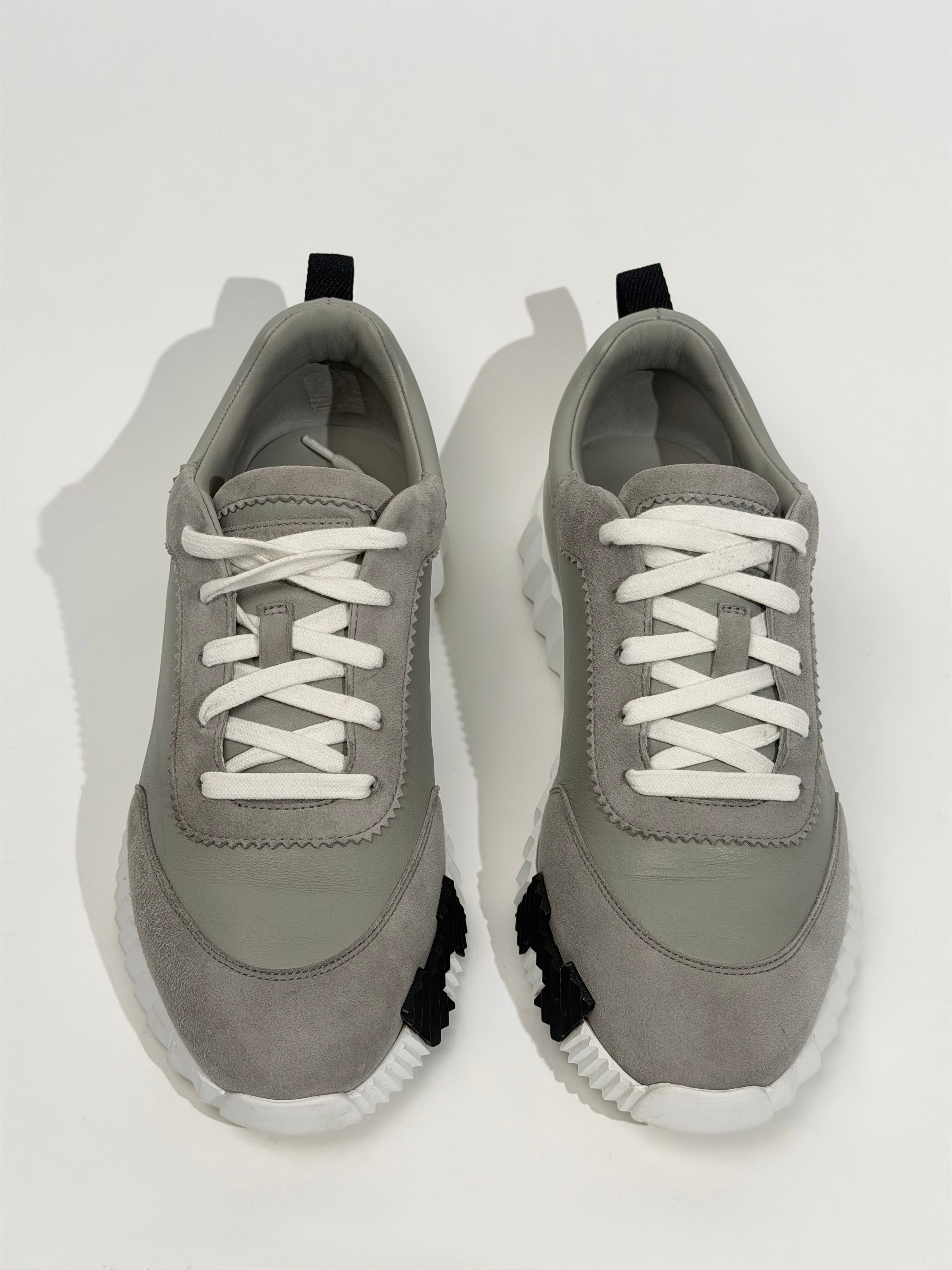 HERMES BOUNCING GREY LEATHER / SUEDE TRAINER - UK 6.5 (Fits 7) | PRE OWNED - Affluent ArchivesUsed HIGH END DESIGNER CLOTHING