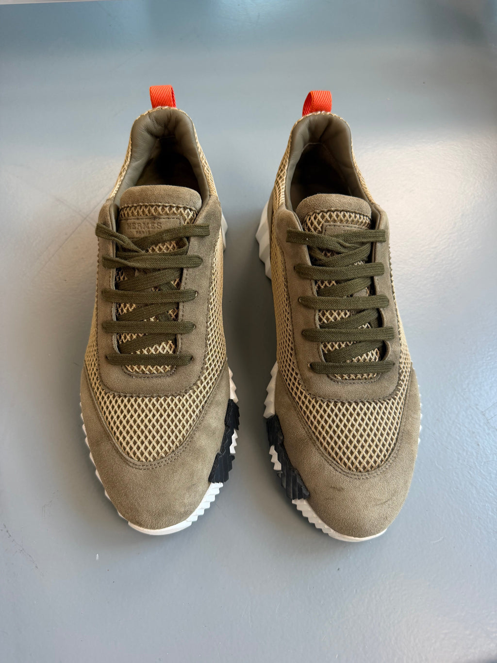 HERMES BOUNCING KHAKI TRAINER - UK 8 (Fits 8.5) | PRE OWNED - Affluent ArchivesUsed HIGH END DESIGNER CLOTHING