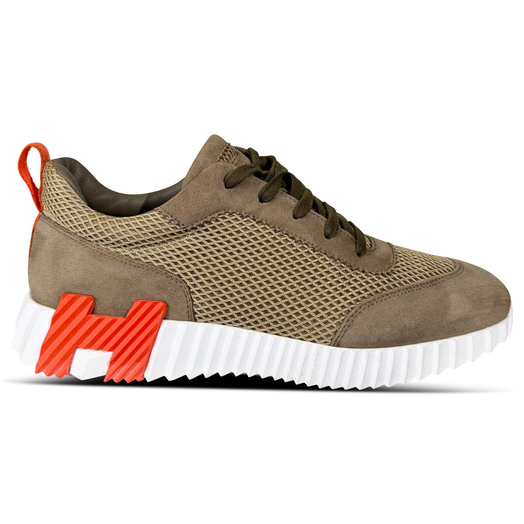 HERMES BOUNCING KHAKI TRAINER - UK 8 (Fits 8.5) | PRE OWNED - Affluent ArchivesUsed HIGH END DESIGNER CLOTHING