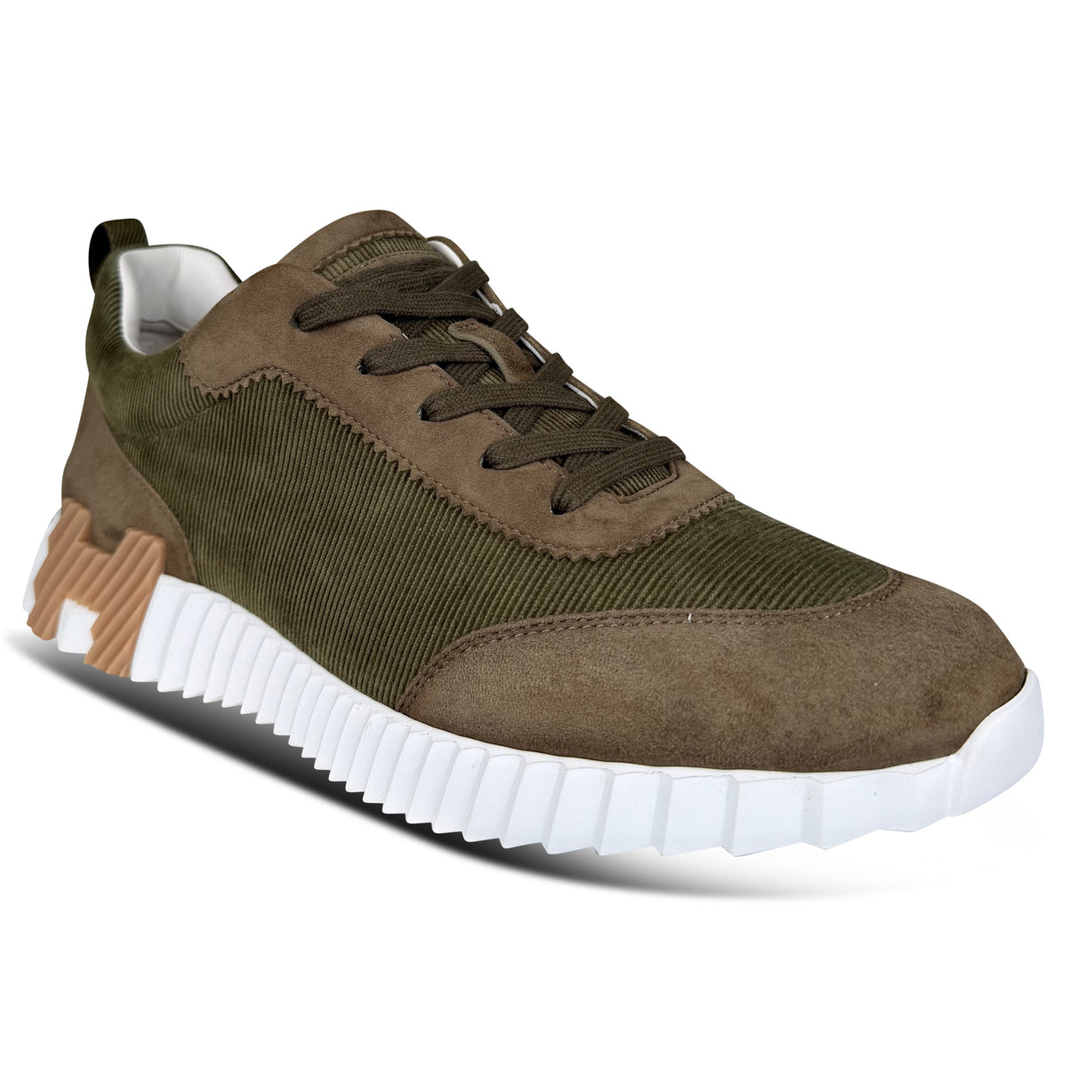 HERMES BOUNCING KHAKI TRAINER - UK 9 (Fits 9.5) | PRE OWNED - Affluent ArchivesUsed HIGH END DESIGNER CLOTHING
