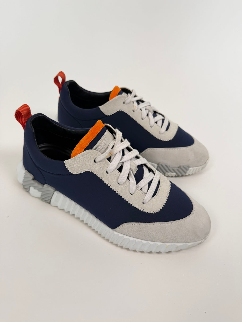 HERMES BOUNCING NAVY / BEIGE - UK 7 (41) | PRE OWNED - Affluent ArchivesUsed HIGH END DESIGNER CLOTHING