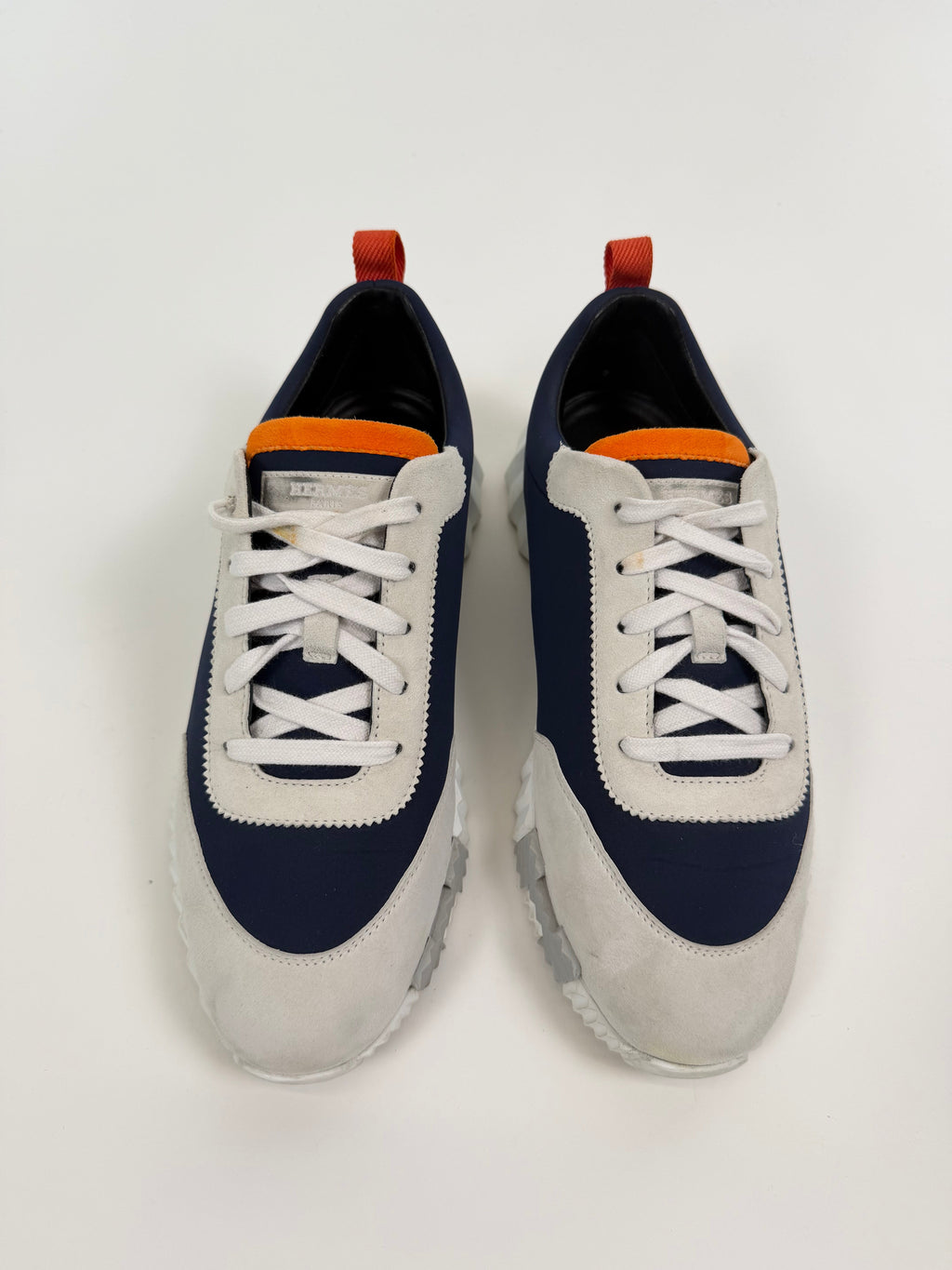 HERMES BOUNCING NAVY / BEIGE - UK 7 (41) | PRE OWNED - Affluent ArchivesUsed HIGH END DESIGNER CLOTHING