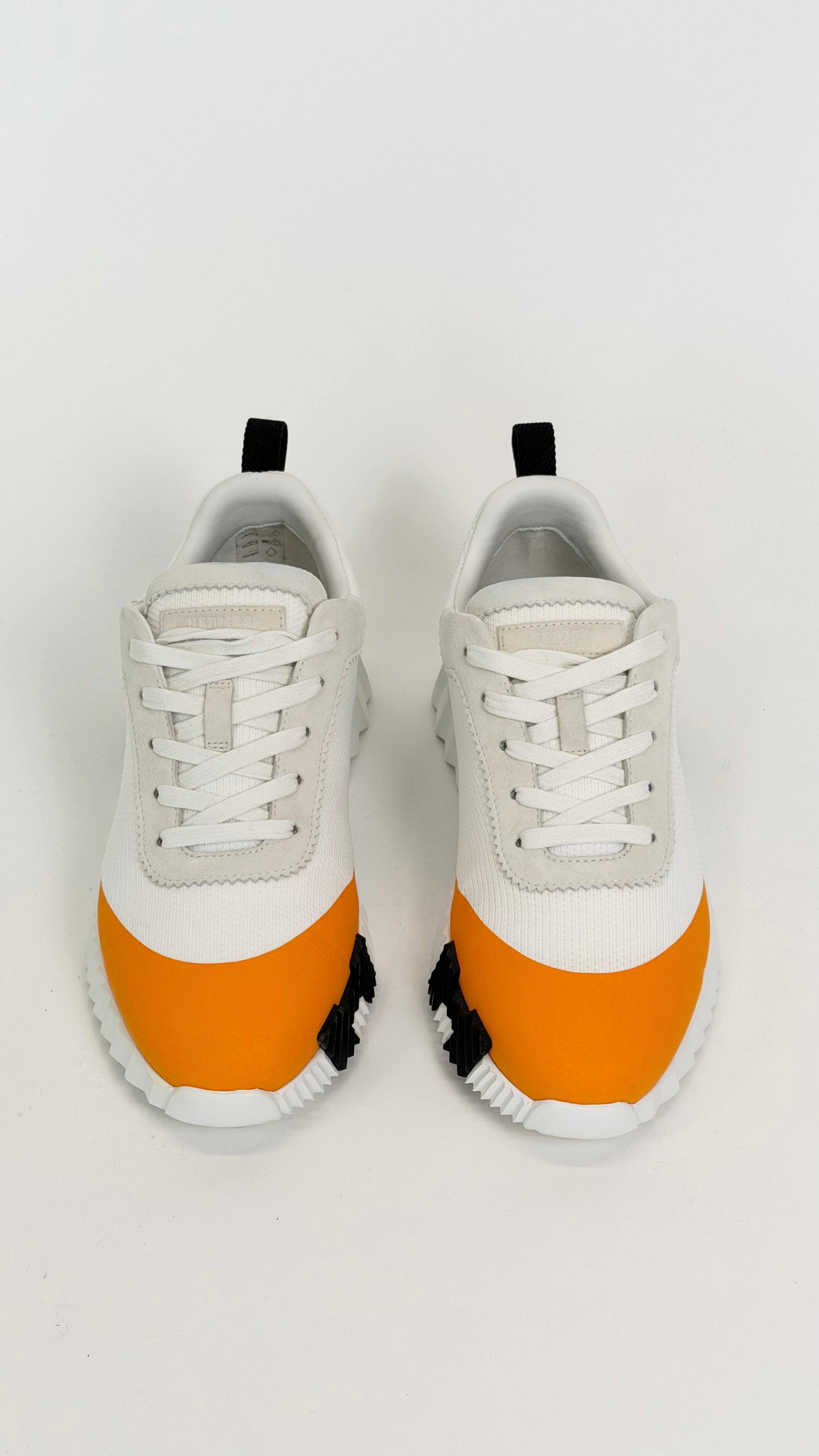 HERMES BOUNCING SNEAKER WHITE / GREY / ORANGE - UK 6 (Fits 7) | PRE OWNED - Affluent ArchivesUsed HIGH END DESIGNER CLOTHING